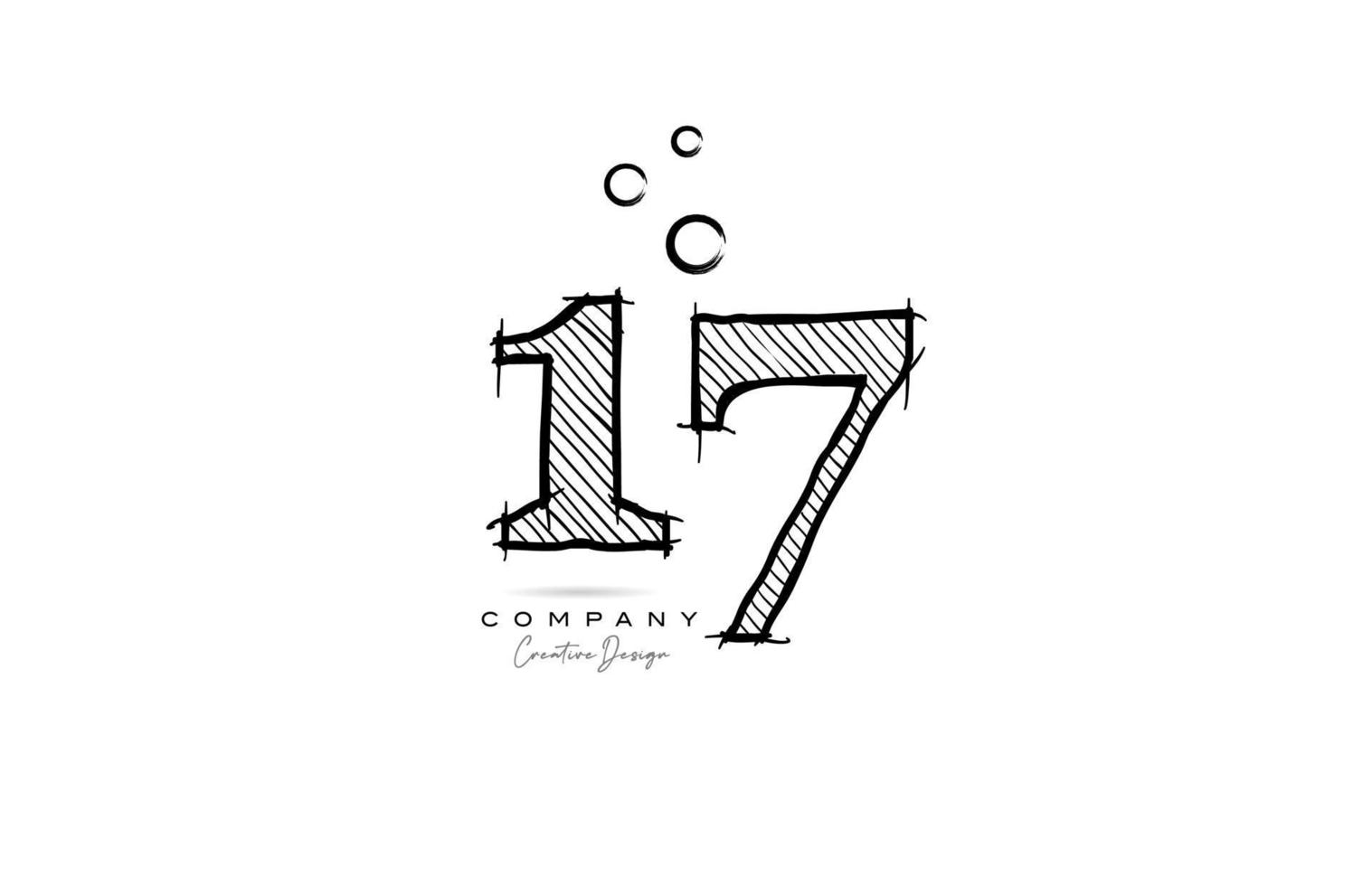 Handzeichnung Nummer 17 Logo Icon Design für Firmenvorlage. kreatives Logo im Bleistiftstil vektor