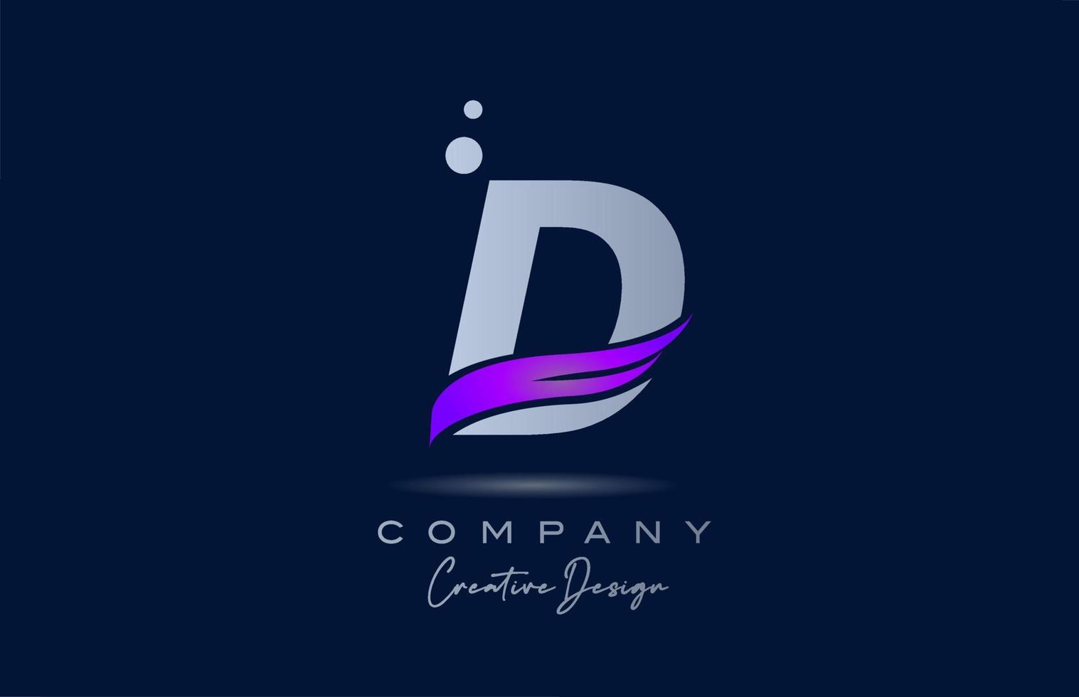 d lila Alphabet-Buchstaben-Logo-Symbol mit rosafarbenem Swoosh. kreative Vorlage für Unternehmen und Unternehmen vektor