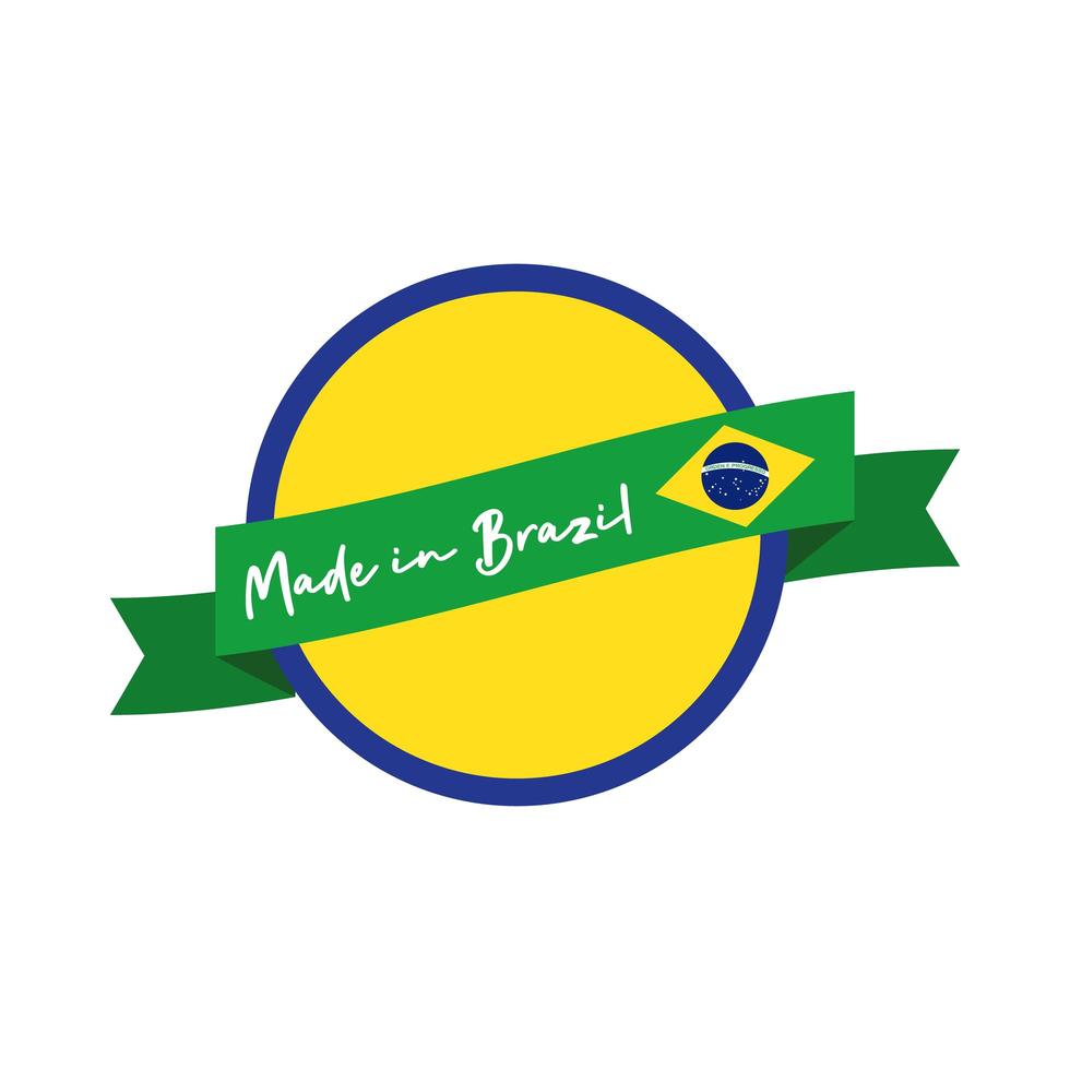 gjord i Brasilien banner med flagga och band vektor