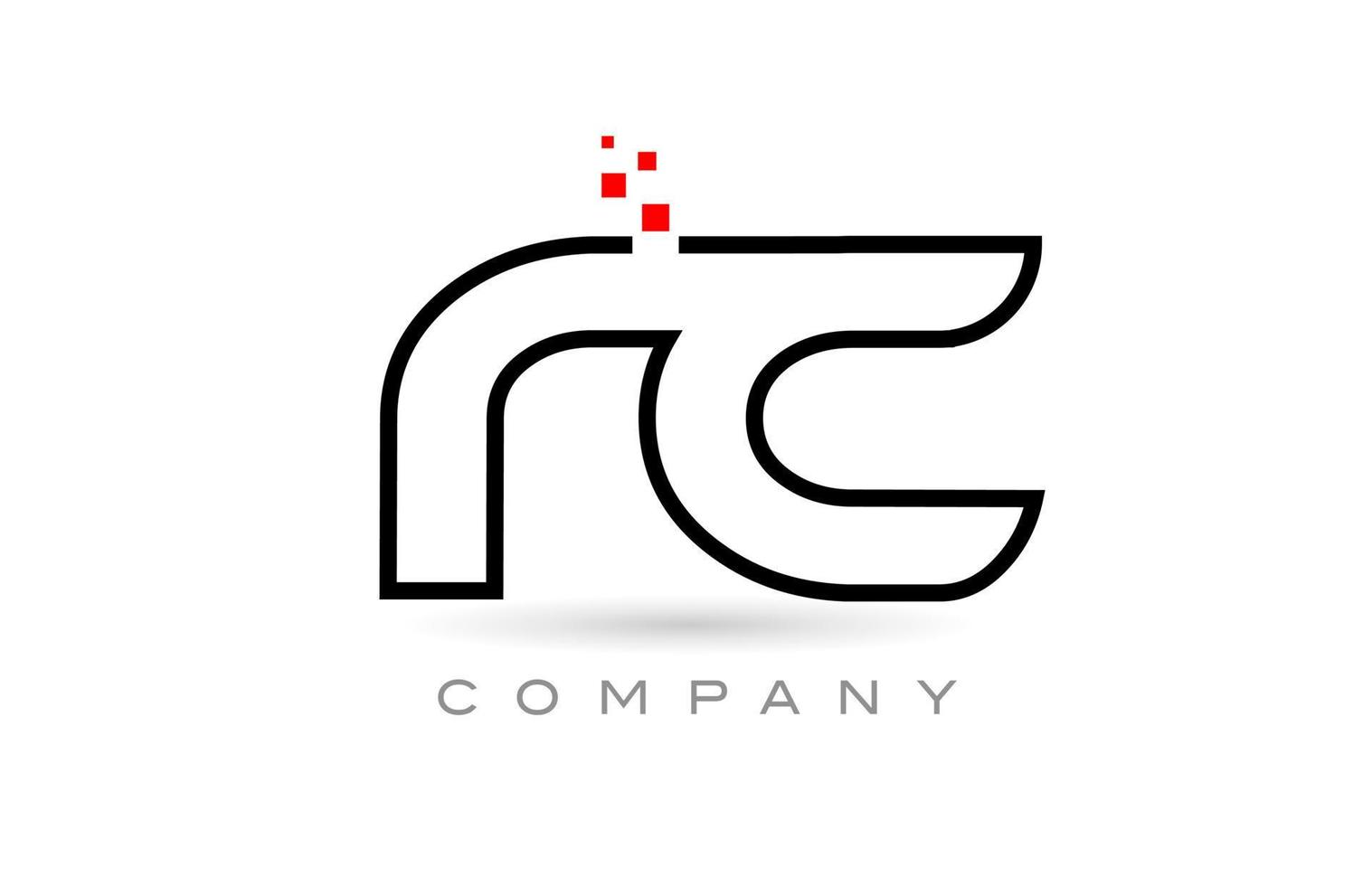 rc verbundenes Alphabet-Buchstaben-Logo-Symbol-Kombinationsdesign mit Punkten und roter Farbe. kreative Vorlage für Unternehmen und Unternehmen vektor