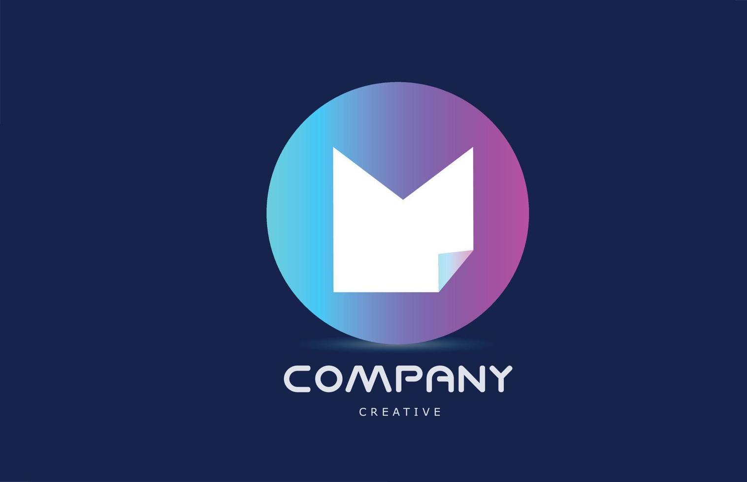 rosa blå m geometrisk alfabet brev logotyp ikon design med vikta hörn. mall för företag vektor