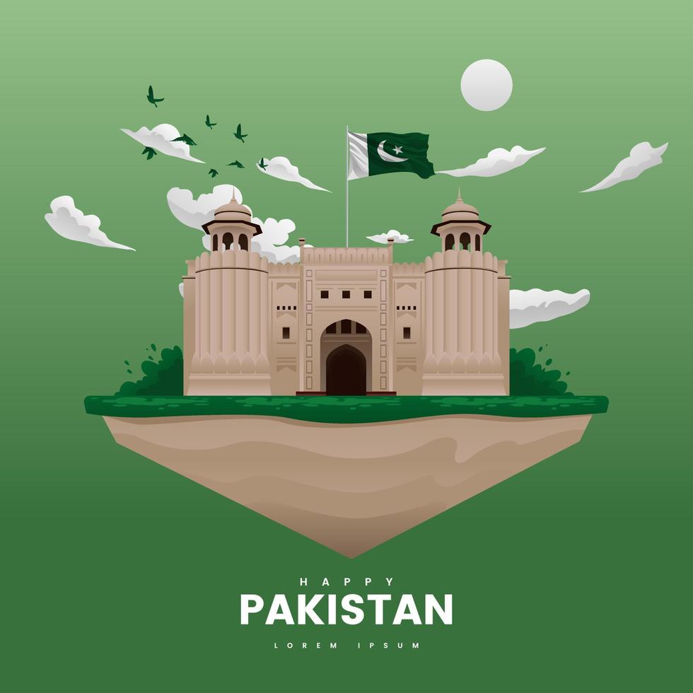 pakistan upplösning dag hög Port landmärke illustration vektor