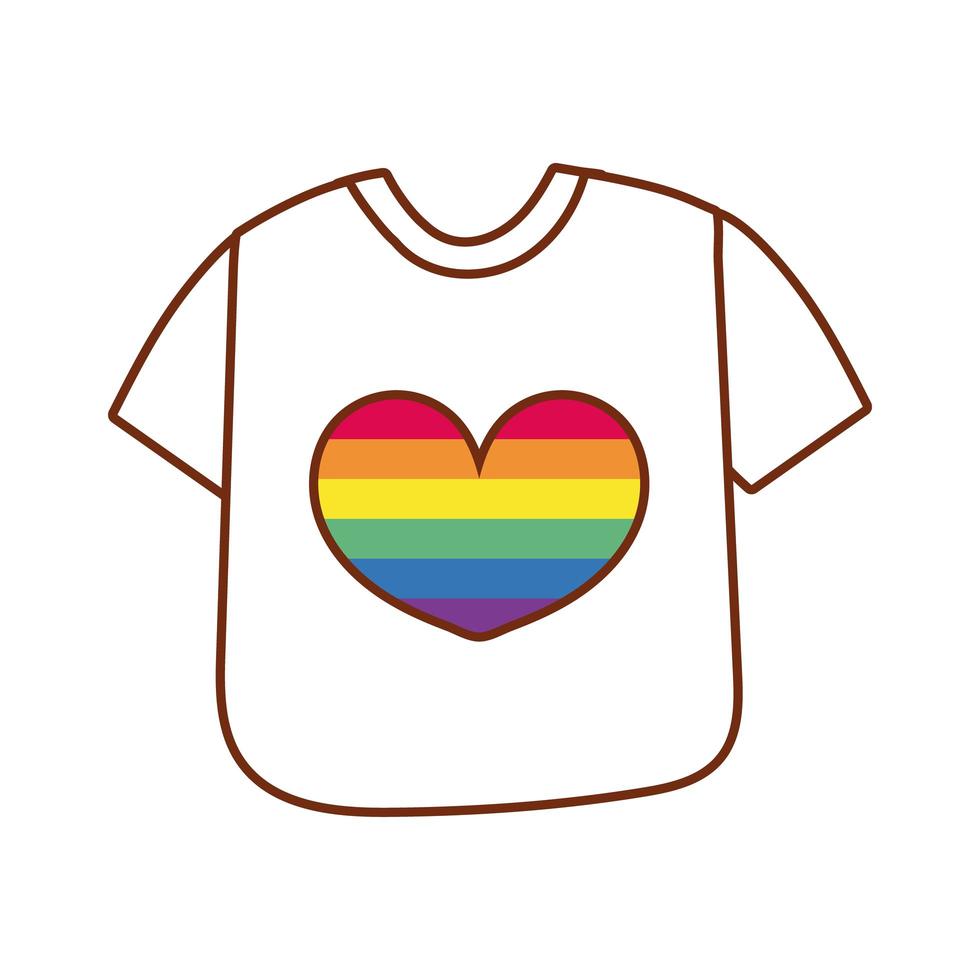 Herz mit Homosexuell Stolz Streifen auf einem T-Shirt vektor