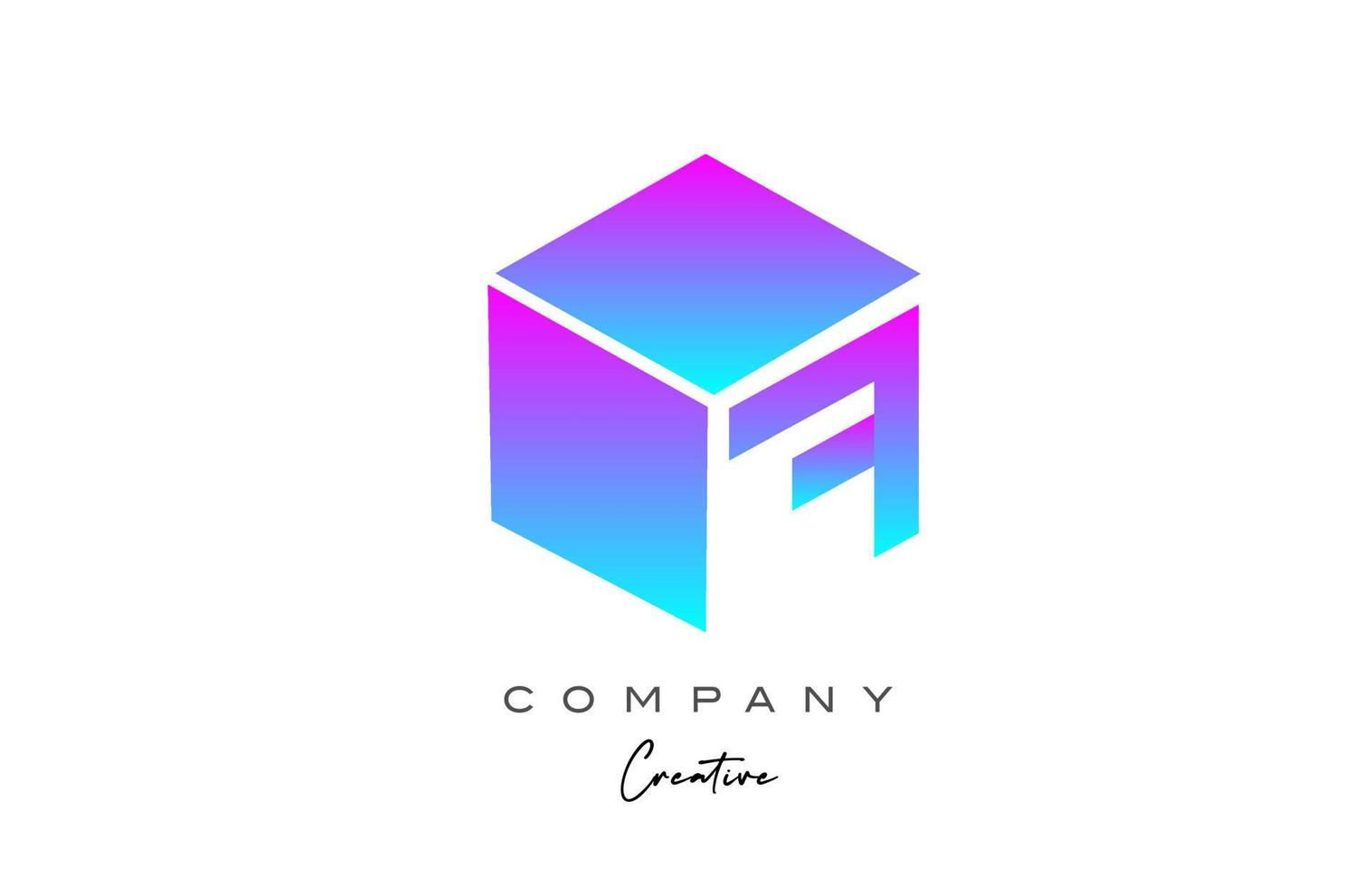 rosa blå kub f brev alfabet brev logotyp ikon design. kreativ design mall för företag vektor