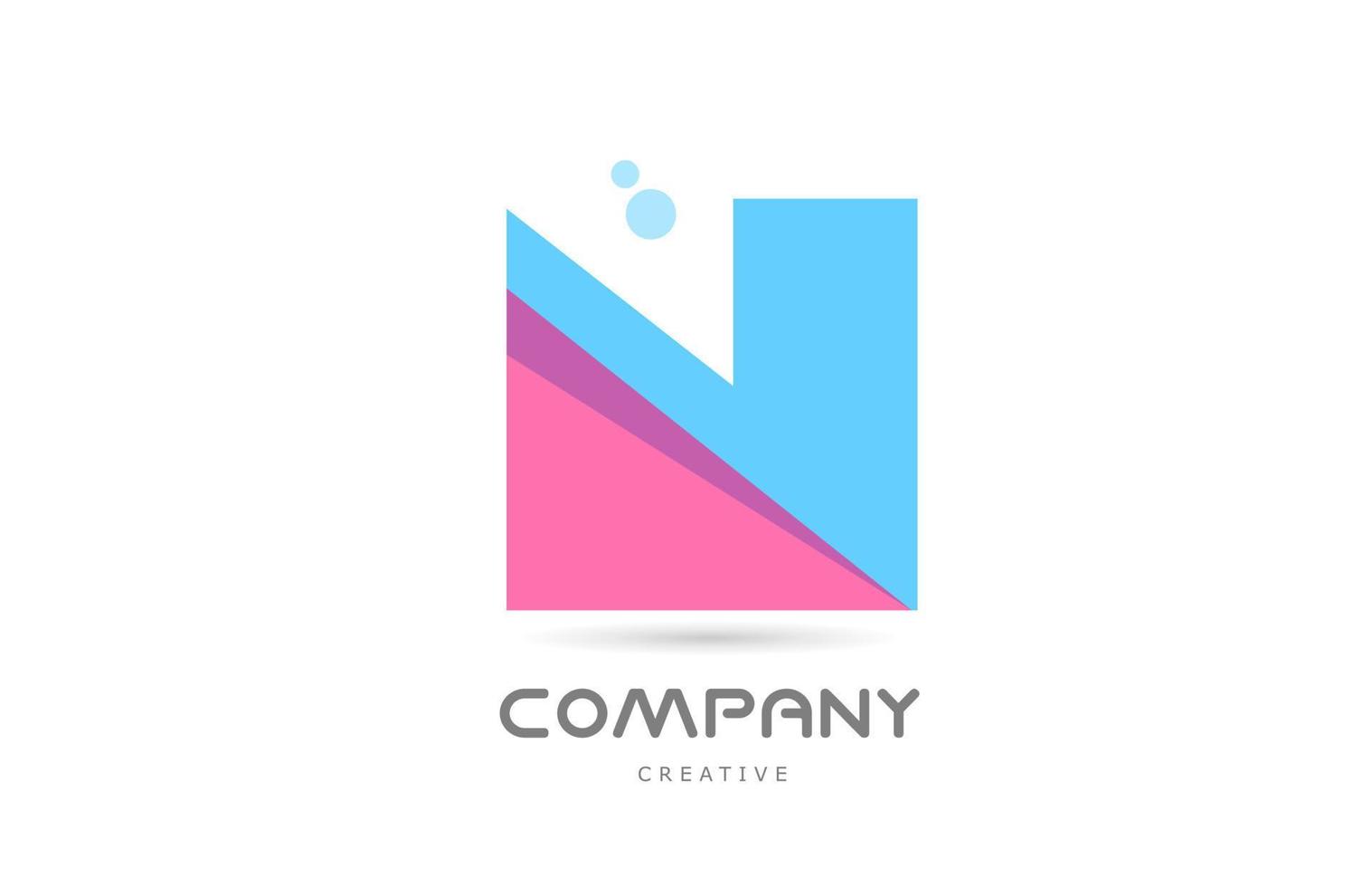 n rosa blå geometrisk alfabet brev logotyp ikon. kreativ mall för företag och företag vektor