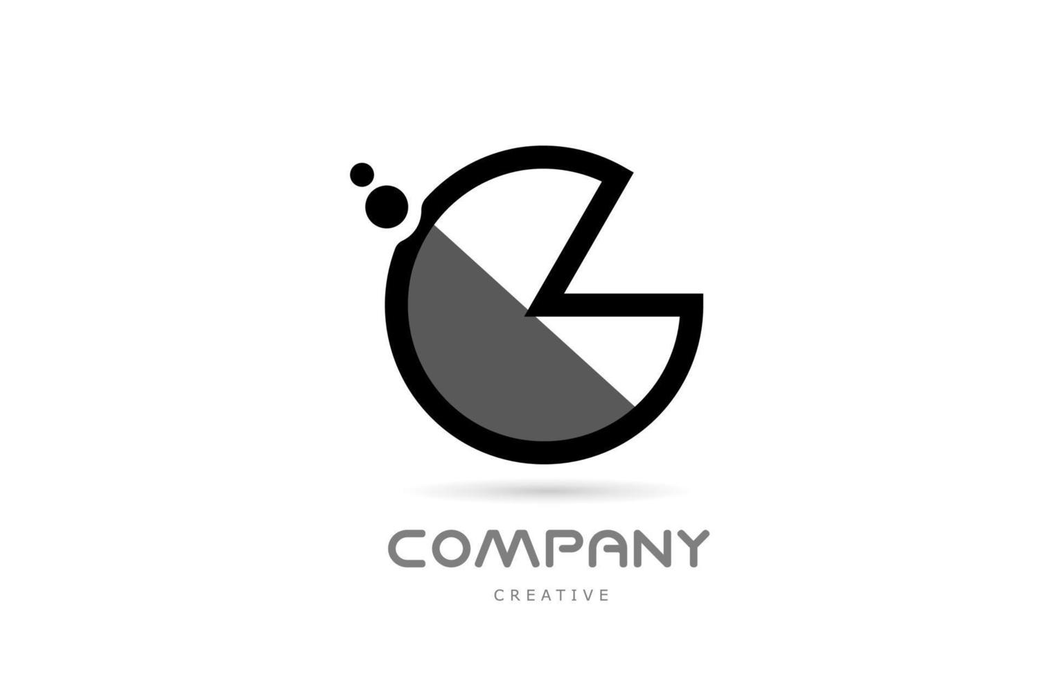 g svart vit geometrisk alfabet brev logotyp ikon med prickar. kreativ mall för företag och företag vektor