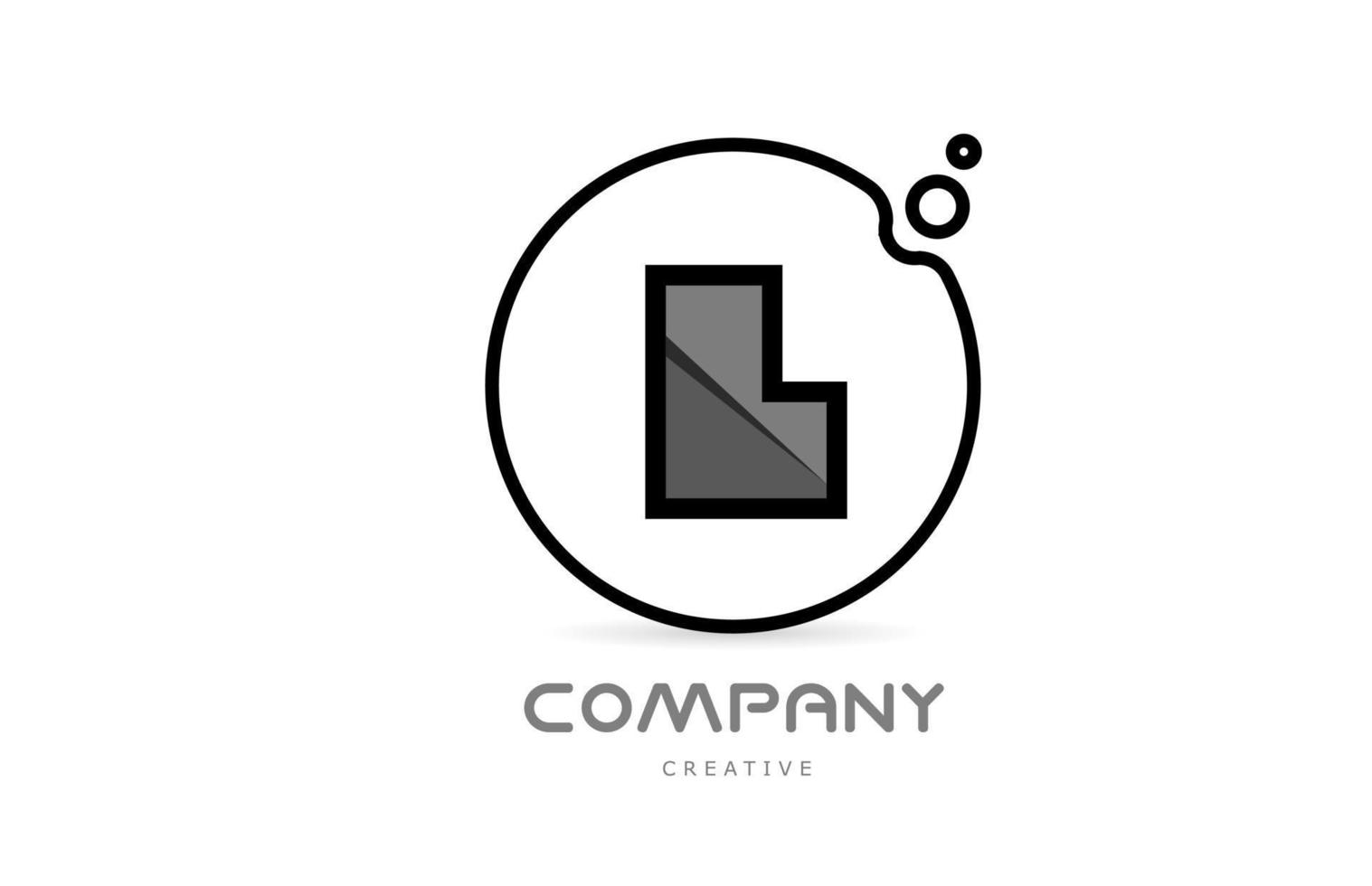 l svart och vit geometrisk alfabet brev logotyp ikon med cirkel. kreativ mall för företag och företag vektor