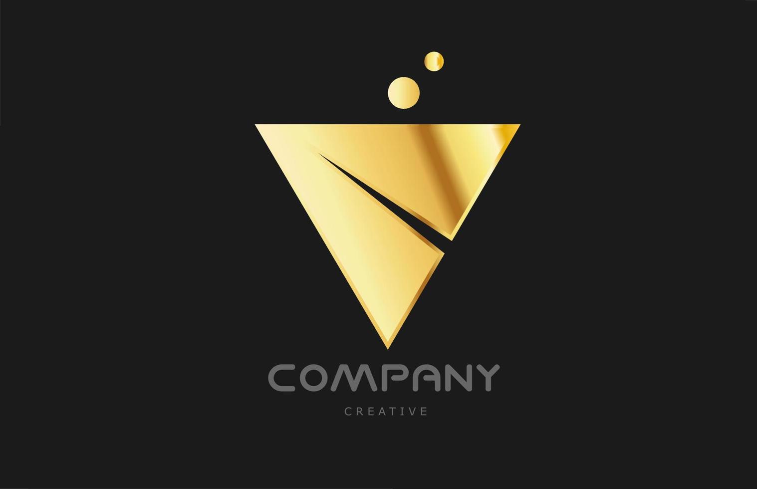 gold goldenes geometrisches v alphabet buchstabe logo icon design. kreative vorlage für geschäft und unternehmen und in gelber farbe vektor