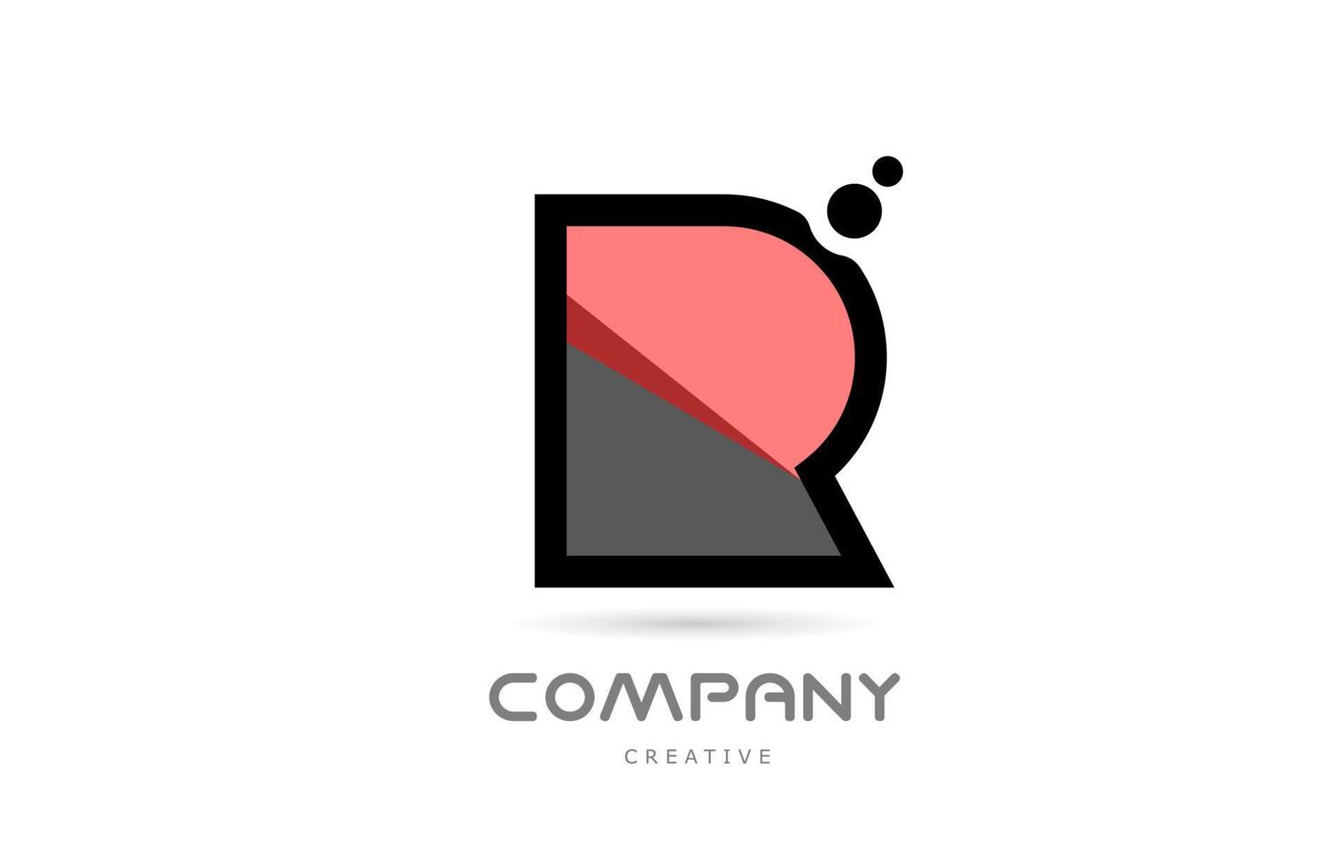 rosa svart r geometrisk alfabet brev logotyp ikon med prickar. kreativ mall för företag och företag vektor