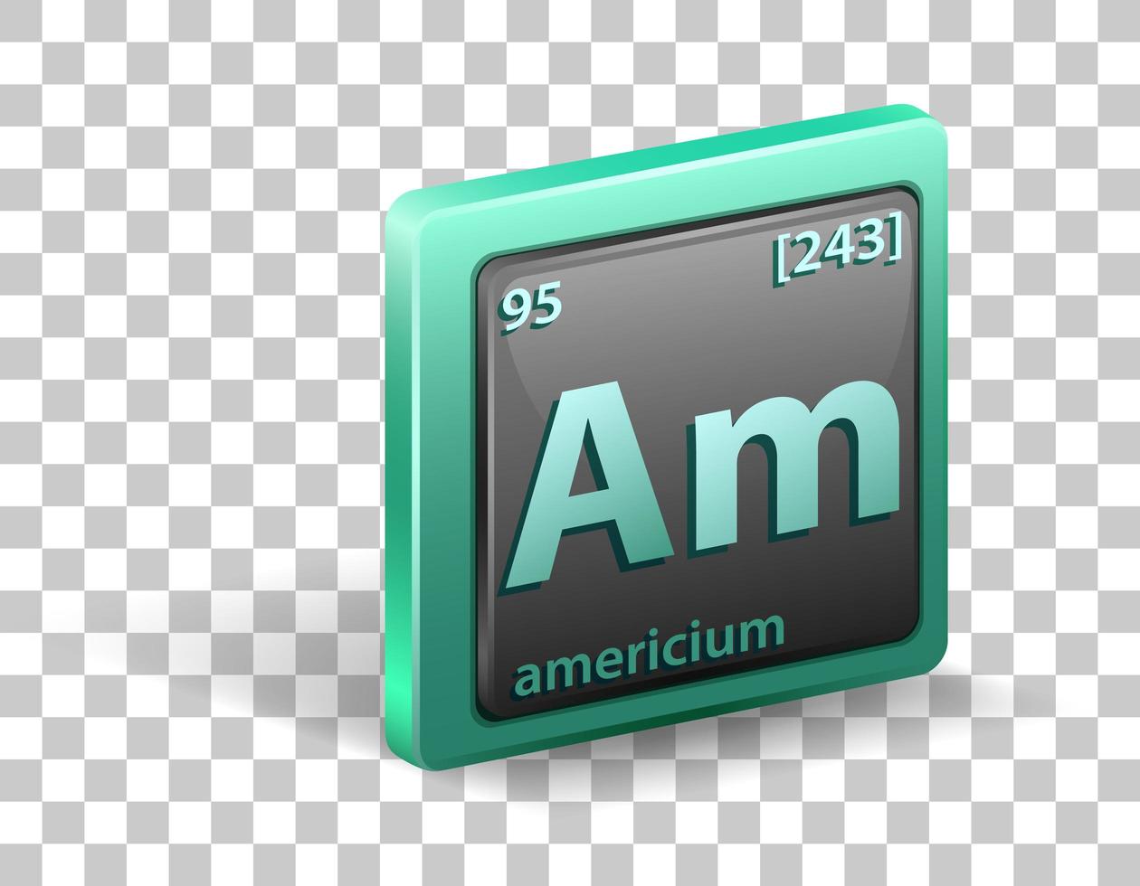 americium kemiskt element. kemisk symbol med atomnummer och atommassa. vektor