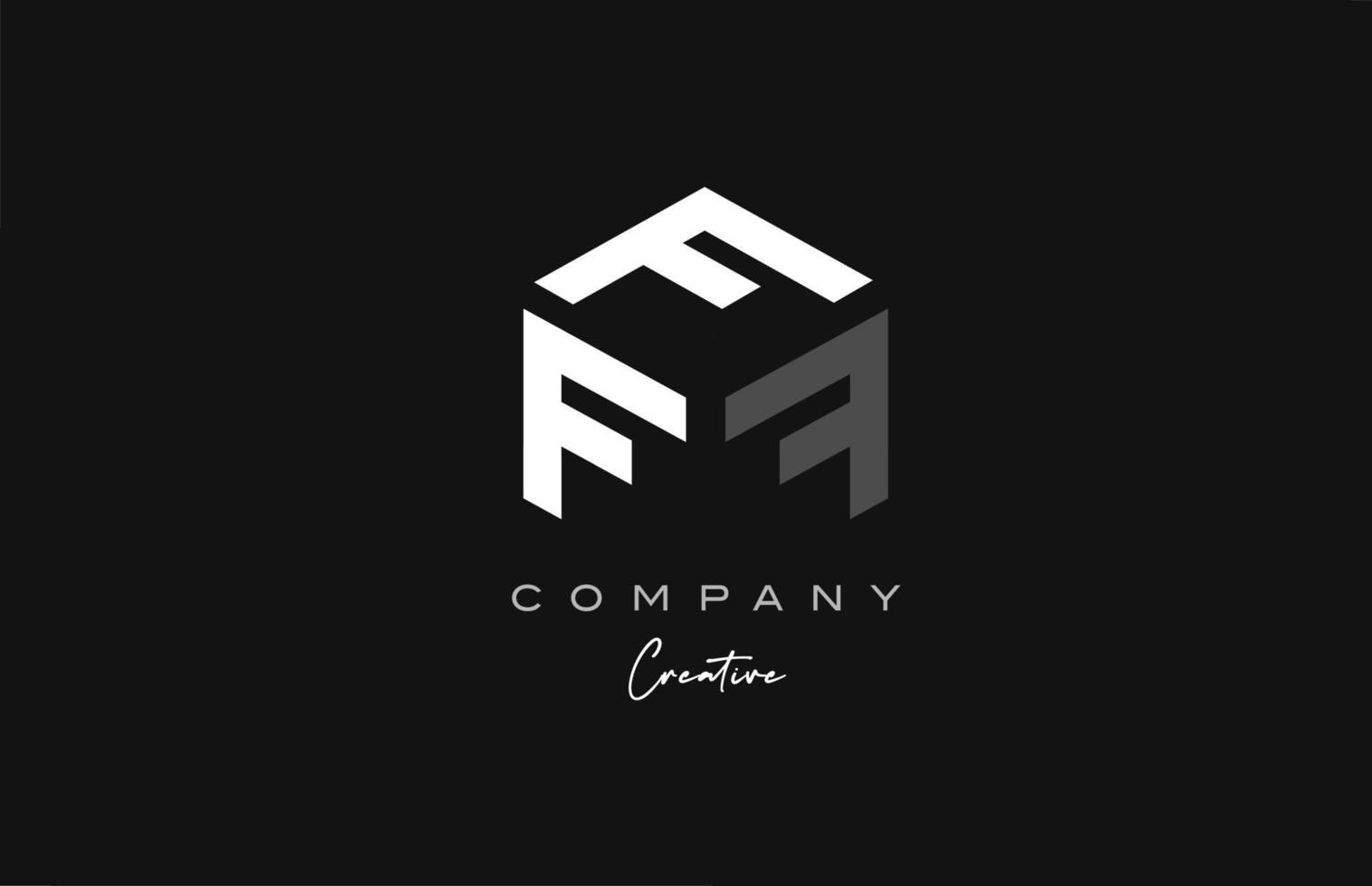 grå vit f tre brev kub alfabet brev logotyp ikon design. kreativ mall för företag vektor