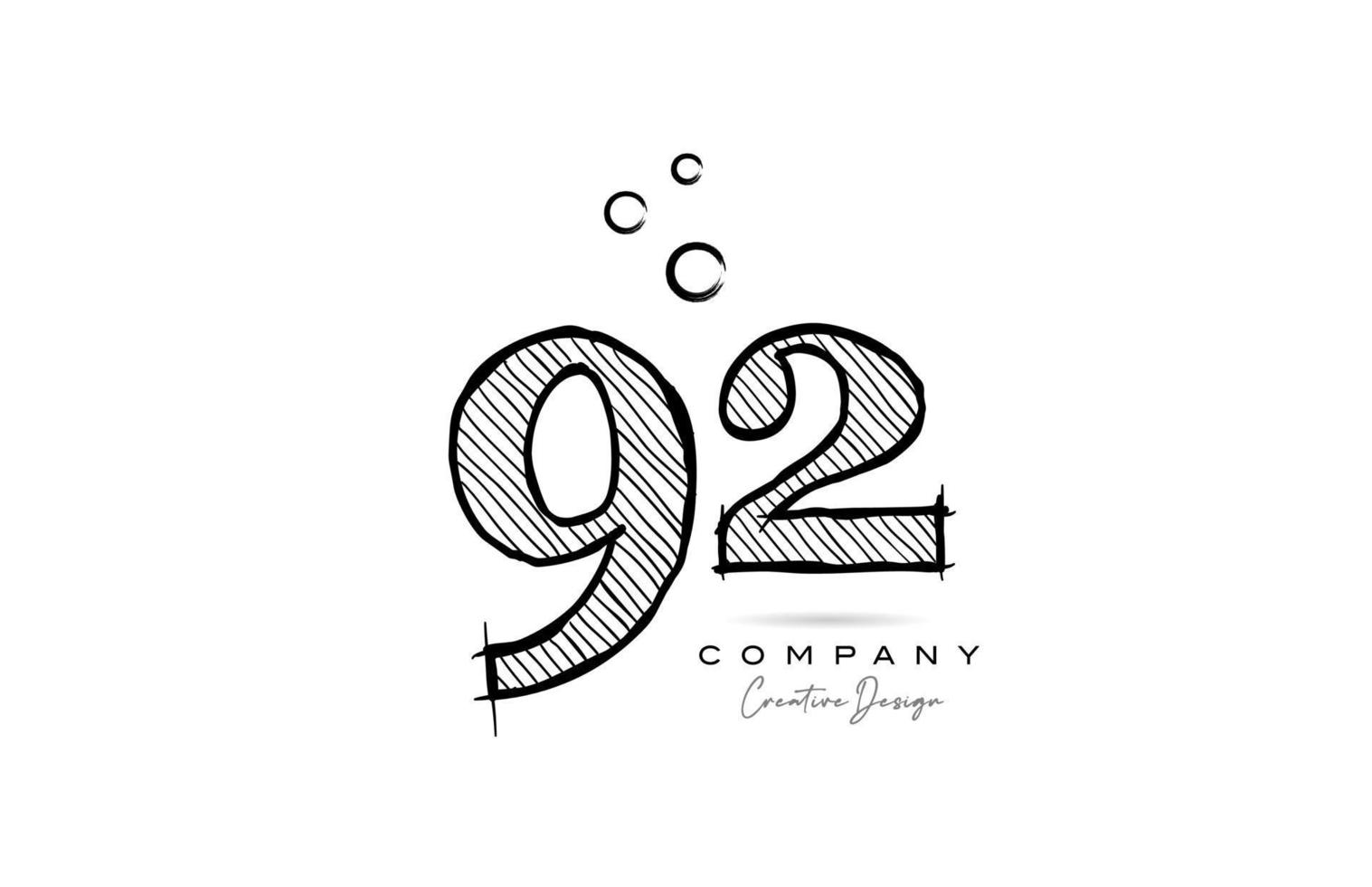 Handzeichnung Nummer 92 Logo Icon Design für Firmenvorlage. kreatives Logo im Bleistiftstil vektor