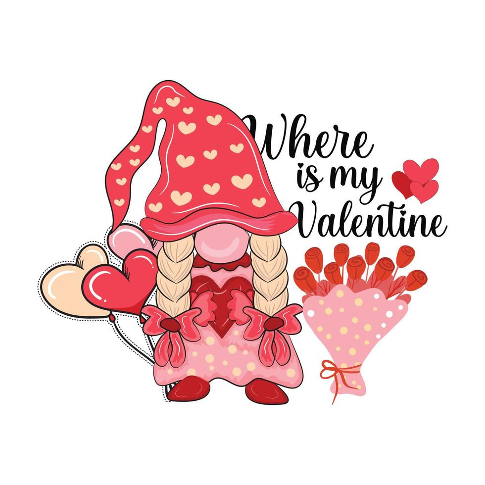 valentines gnome t-shirt design vektor