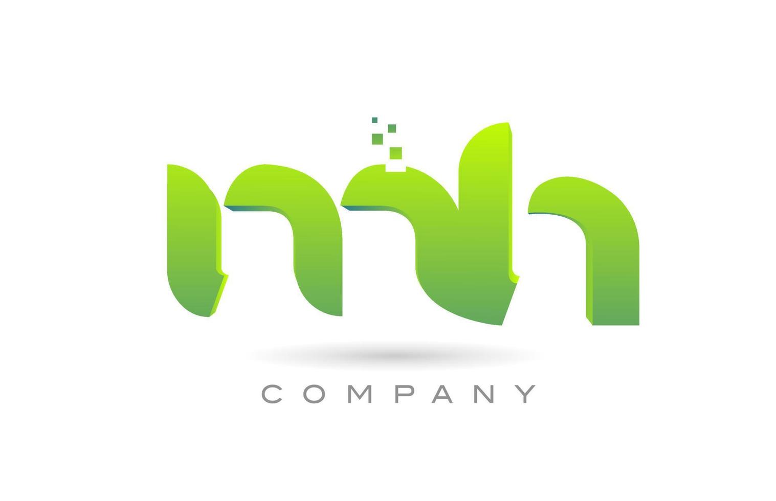 beigetretenes mh-Alphabet-Buchstaben-Logo-Symbol-Kombinationsdesign mit Punkten und grüner Farbe. kreative Vorlage für Unternehmen und Unternehmen vektor