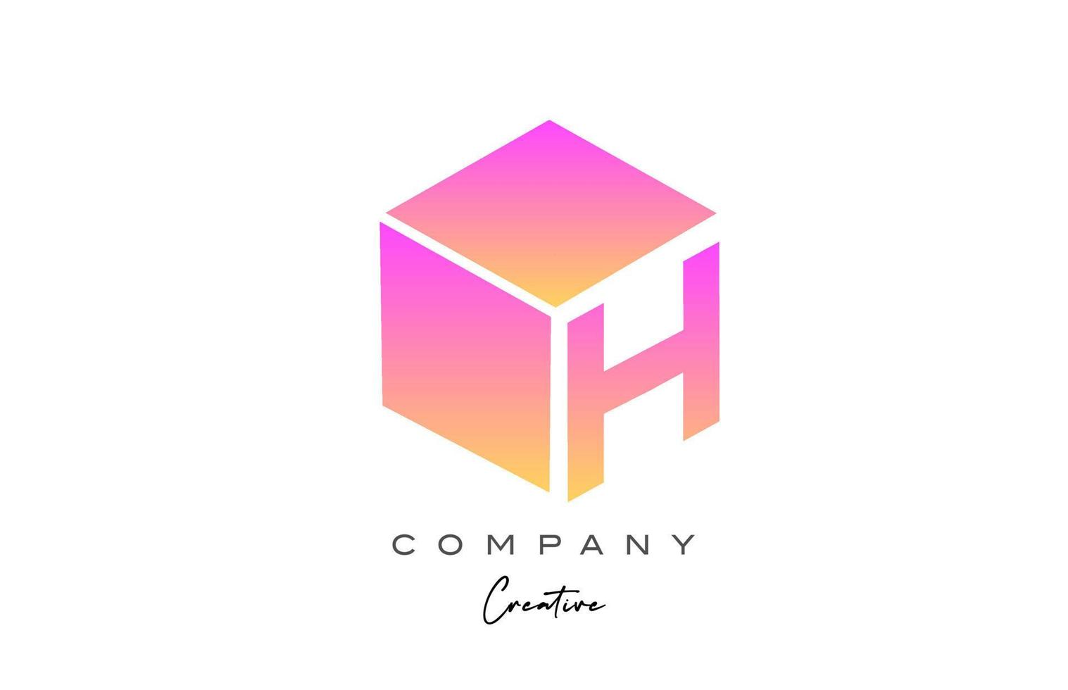 rosa gul h brev alfabet brev logotyp ikon design. kreativ kub design mall för företag och företag vektor
