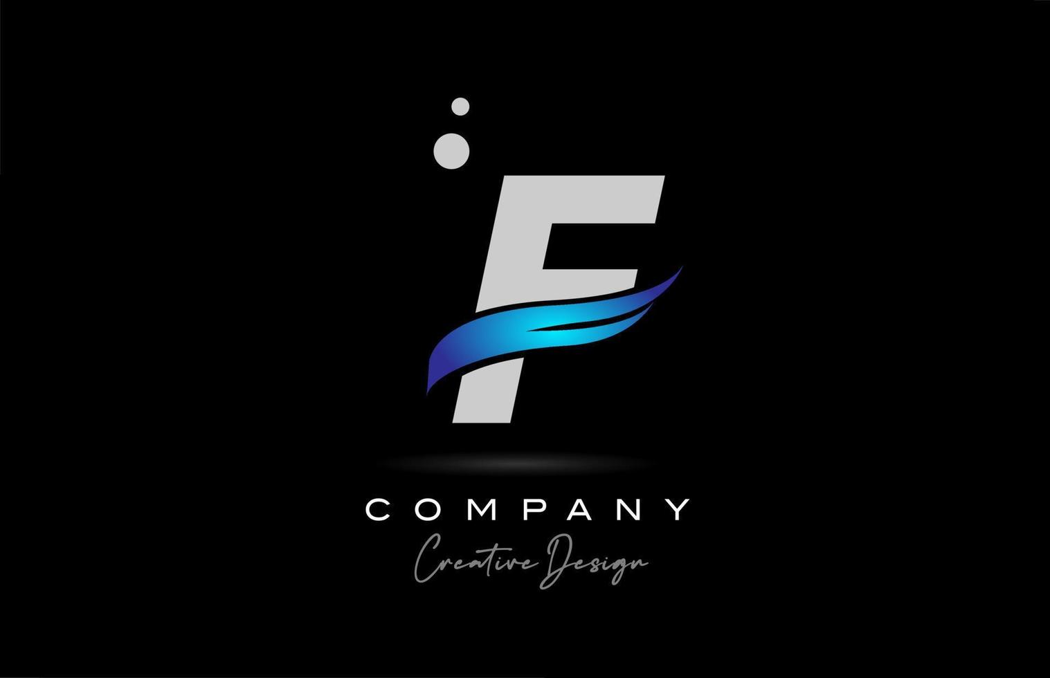 f grå alfabet brev logotyp ikon med blå susa. kreativ mall för företag och företag vektor