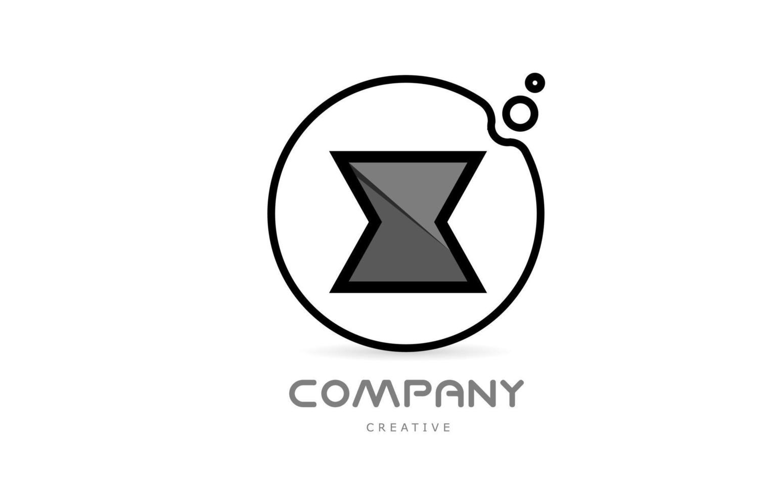 x svart och vit geometrisk alfabet brev logotyp ikon med cirkel. kreativ mall för företag och företag vektor