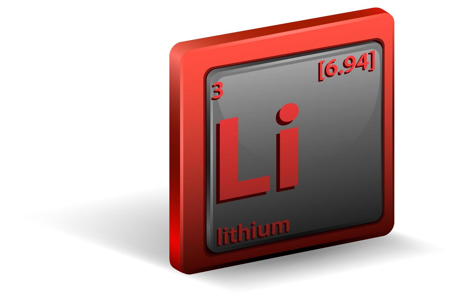 litiumkemiskt element. kemisk symbol med atomnummer och atommassa vektor