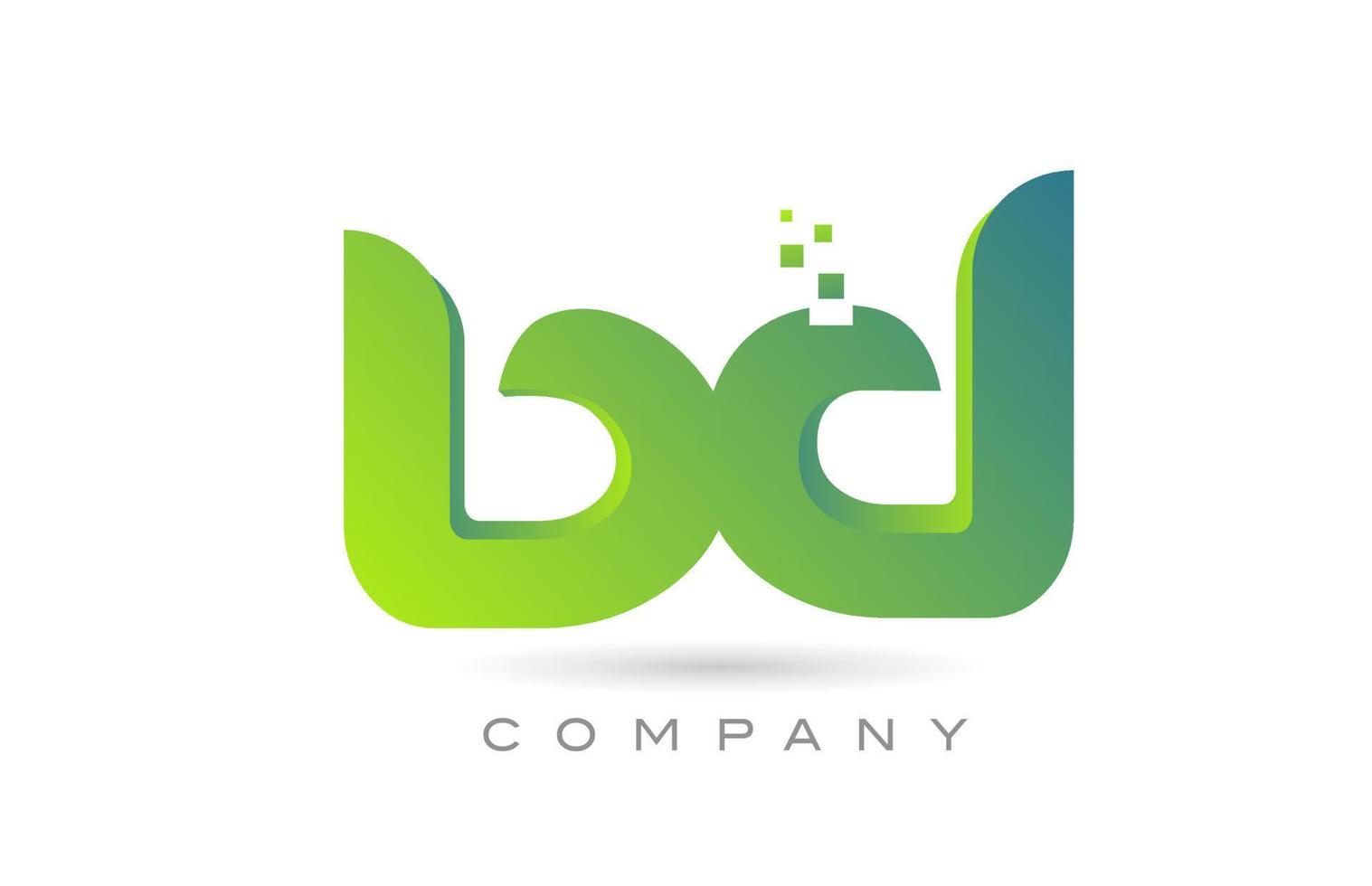 fogade bd alfabet brev logotyp ikon kombination design med prickar och grön Färg. kreativ mall för företag och företag vektor