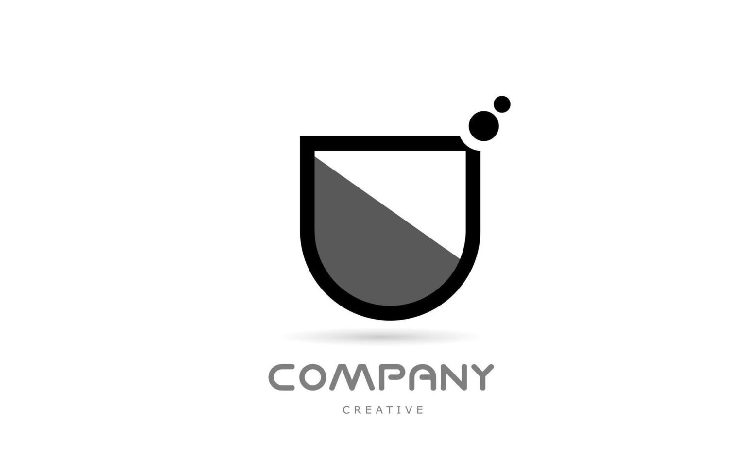u svart vit geometrisk alfabet brev logotyp ikon med prickar. kreativ mall för företag och företag vektor