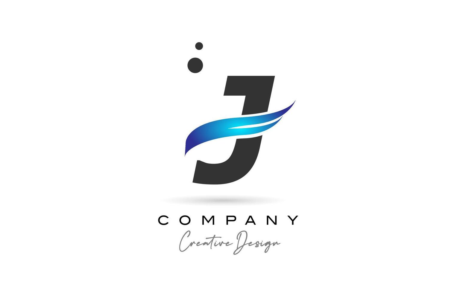 j grå blå prickar alfabet brev logotyp ikon. kreativ mall för företag och företag vektor