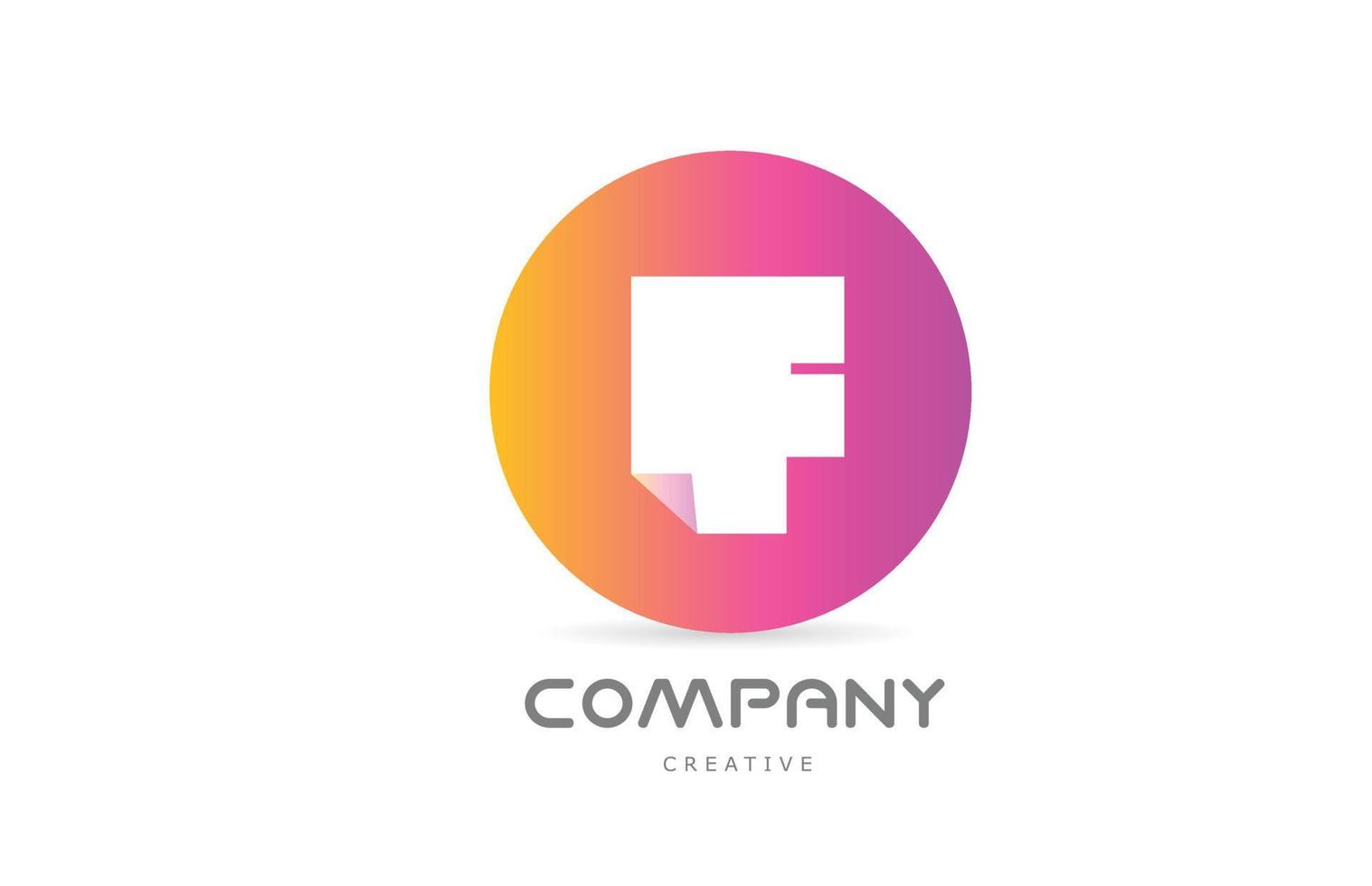 rosa gul f geometrisk alfabet brev logotyp ikon design med vikta hörn. mall design för företag eller företag vektor