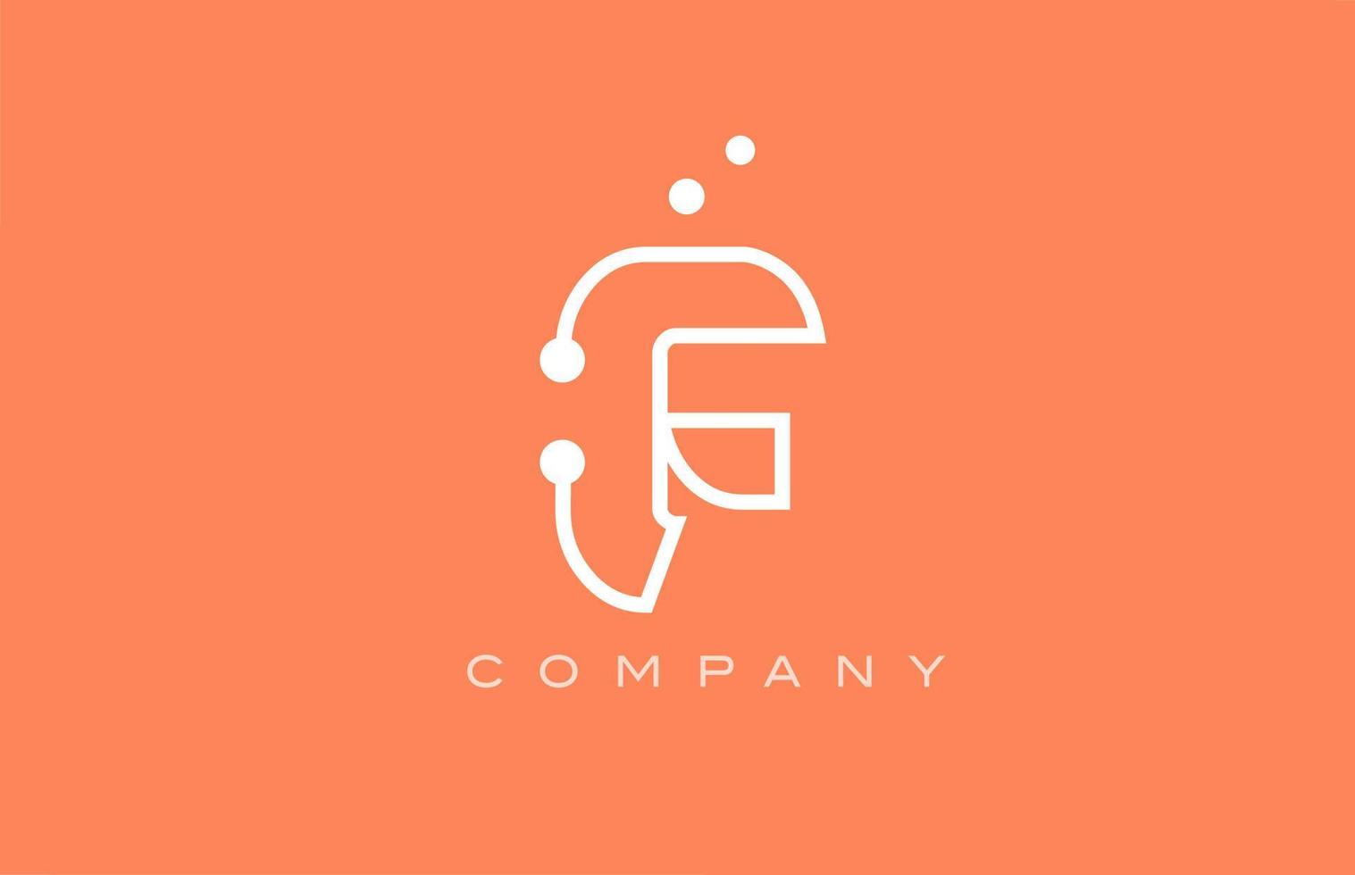 f orange weiße Punktlinie Alphabet Buchstabe Logo Icon Design. kreative vorlage für geschäft und unternehmen vektor