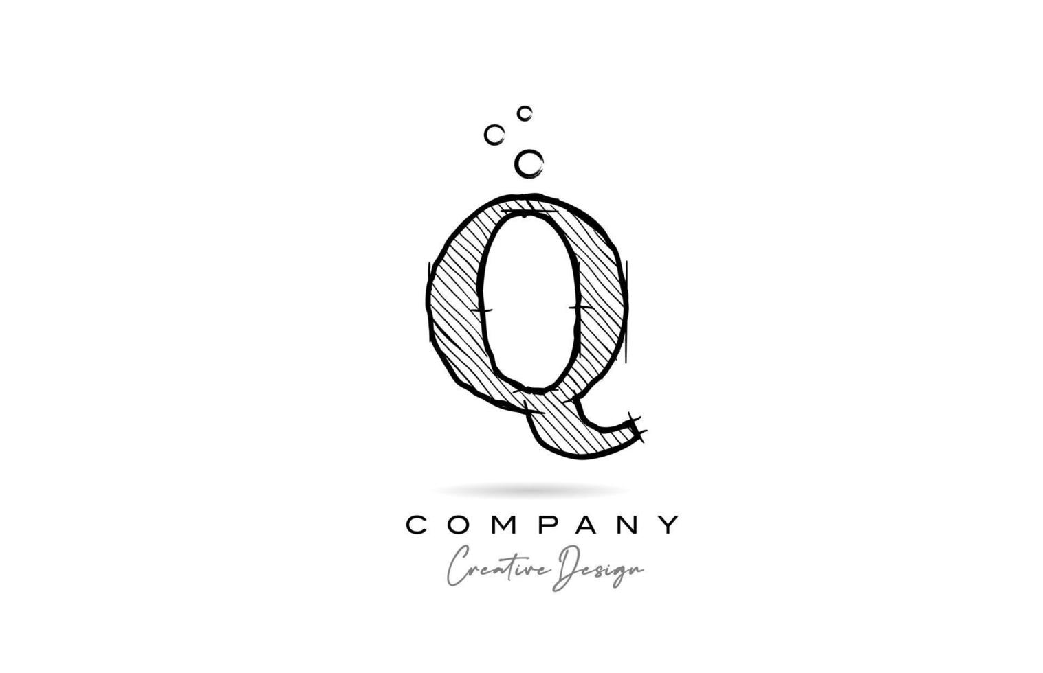 q schwarz-weißes Alphabet-Buchstaben-Logo-Symbol im Cartoon-Stil. kreative Cartoon-Vorlage für Unternehmen vektor