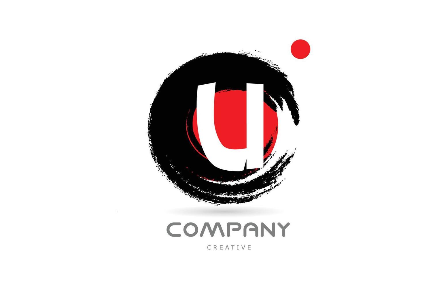 Grunge-u-Alphabet-Buchstaben-Logo-Icon-Design mit japanischer Schrift. kreative vorlage für unternehmen vektor