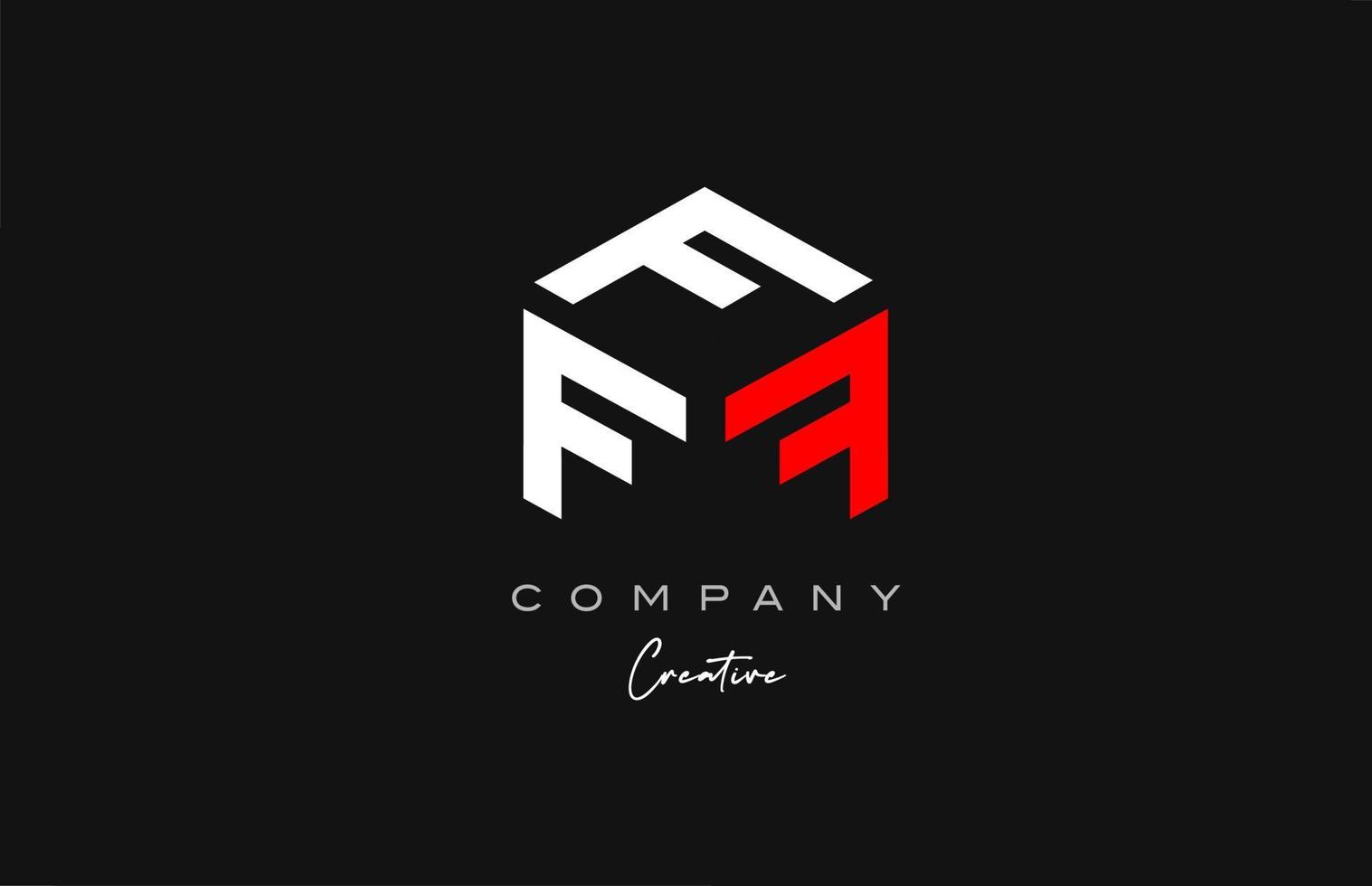 f röd vit tre brev kub alfabet brev logotyp ikon design. kreativ mall för företag och företag vektor