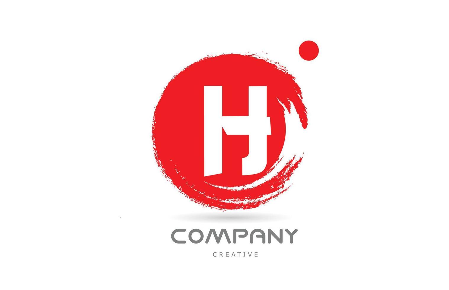 röd h grunge alfabet brev logotyp ikon design med japansk stil text. kreativ mall för företag och företag vektor
