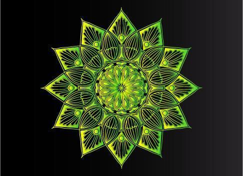 grön dekorativ, blommig och abstrakt arabesk mandala design vektor