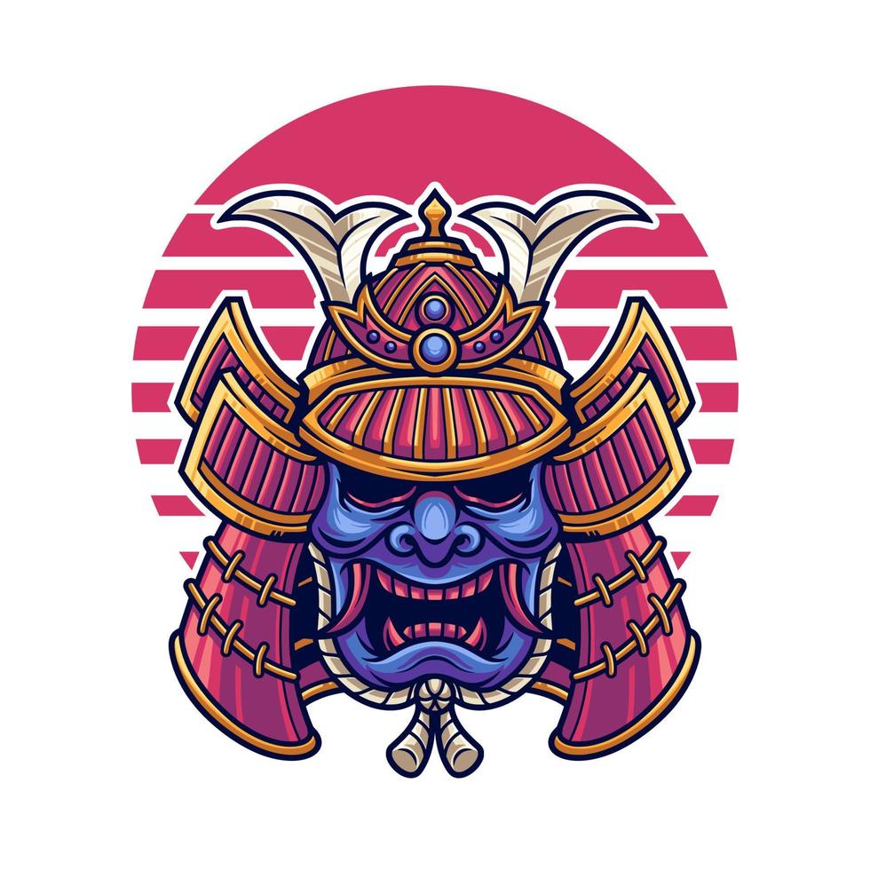 japansk samuraj mask huvud illustration vektor