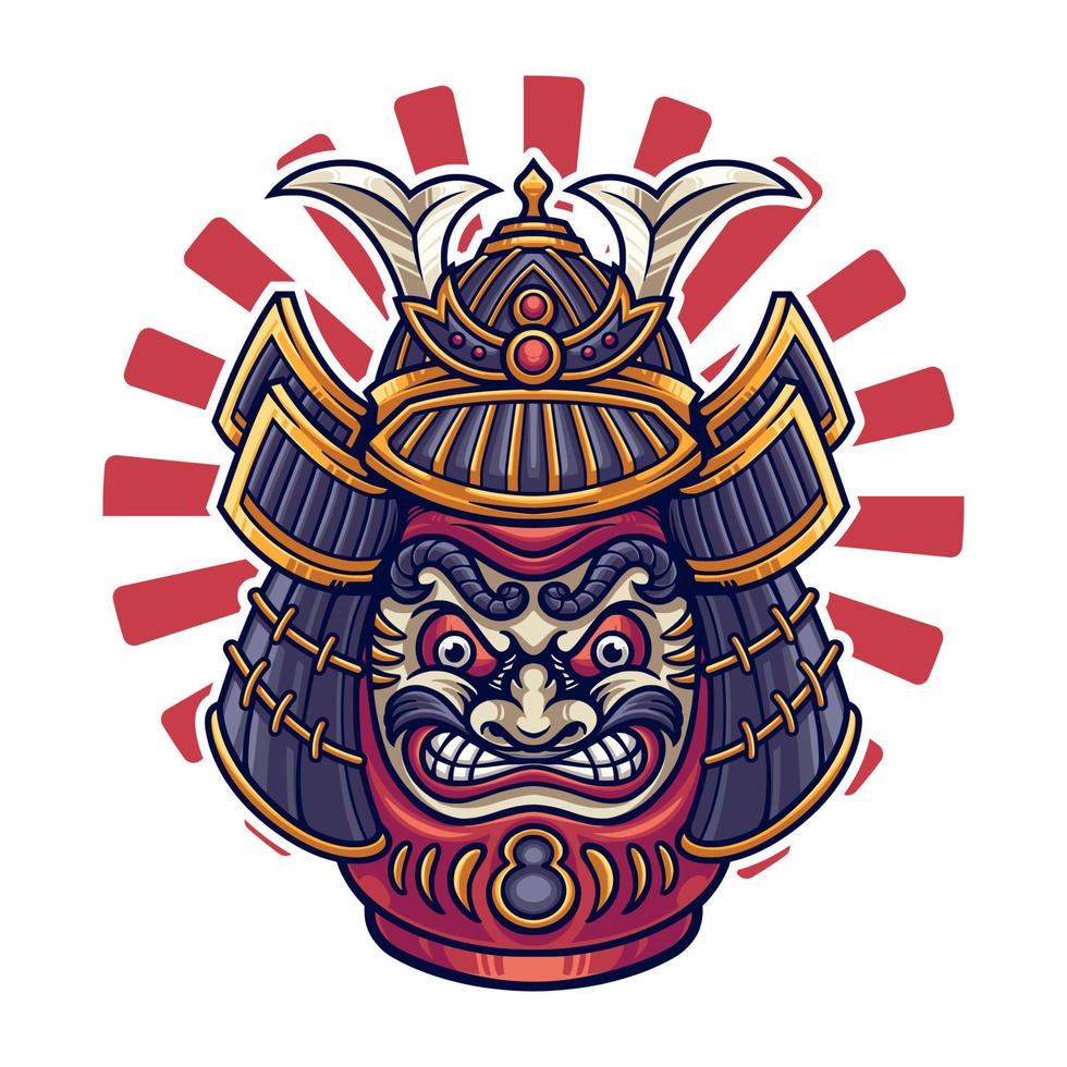 daruma japansk med samuraj hjälm illustration vektor