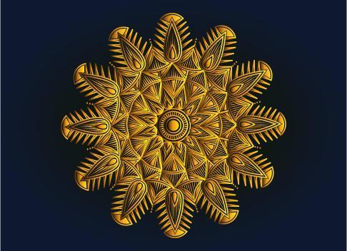 gyllene dekorativa, blommiga och abstrakt arabesk mandala design vektor