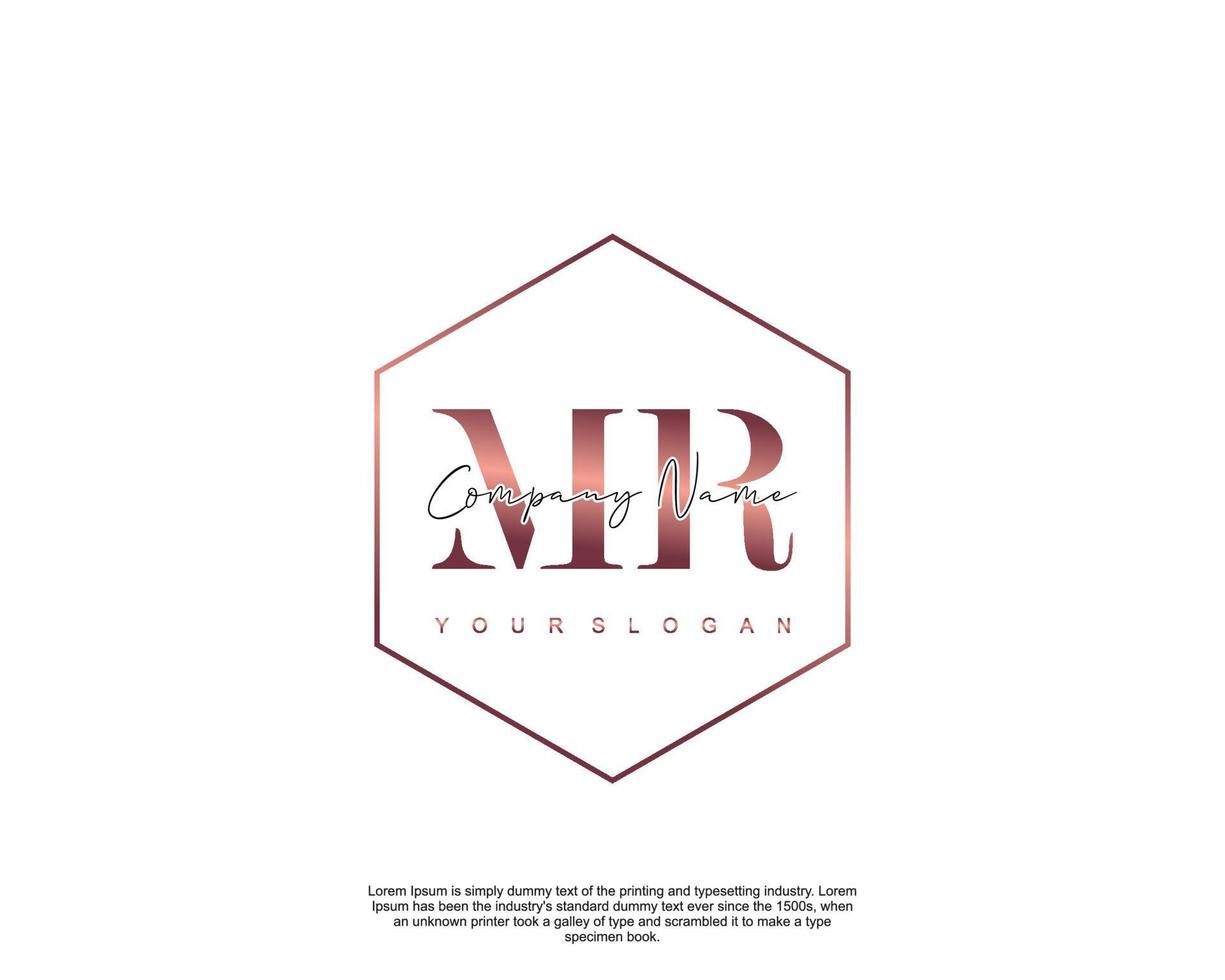 initial mr feminine logo beauty monogramm und elegantes logo-design, handschrift logo der ersten unterschrift, hochzeit, mode, floral und botanisch mit kreativer vorlage vektor