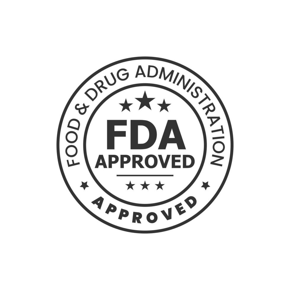 fda-symbol oder lebensmittel- und medikamentenverwaltungssymbol für cbd-etikettendesign, verpackungsdesignelemente vektor