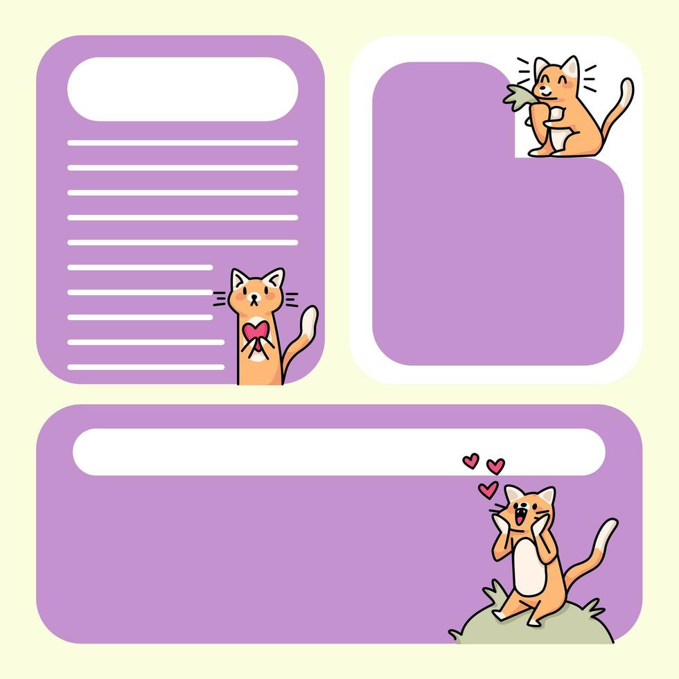 Notizblock niedliche Katze entwirft, um tägliche Notizen aufzulisten vektor