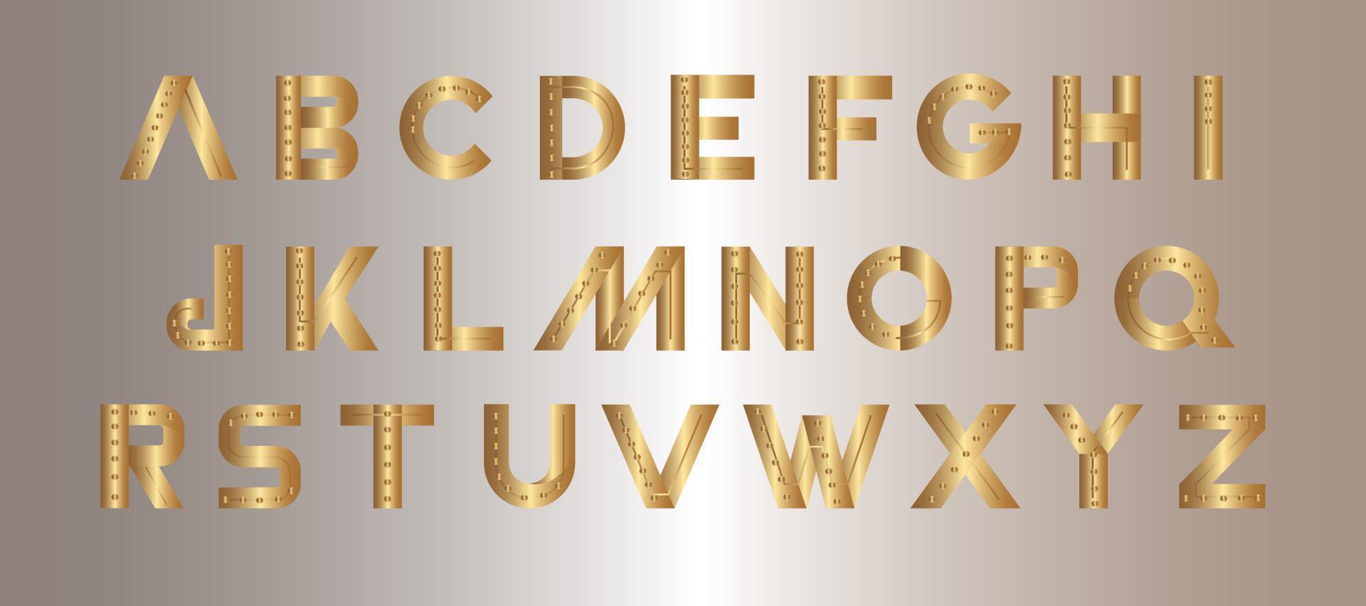 gold alphabet buchstaben schriftart vektor