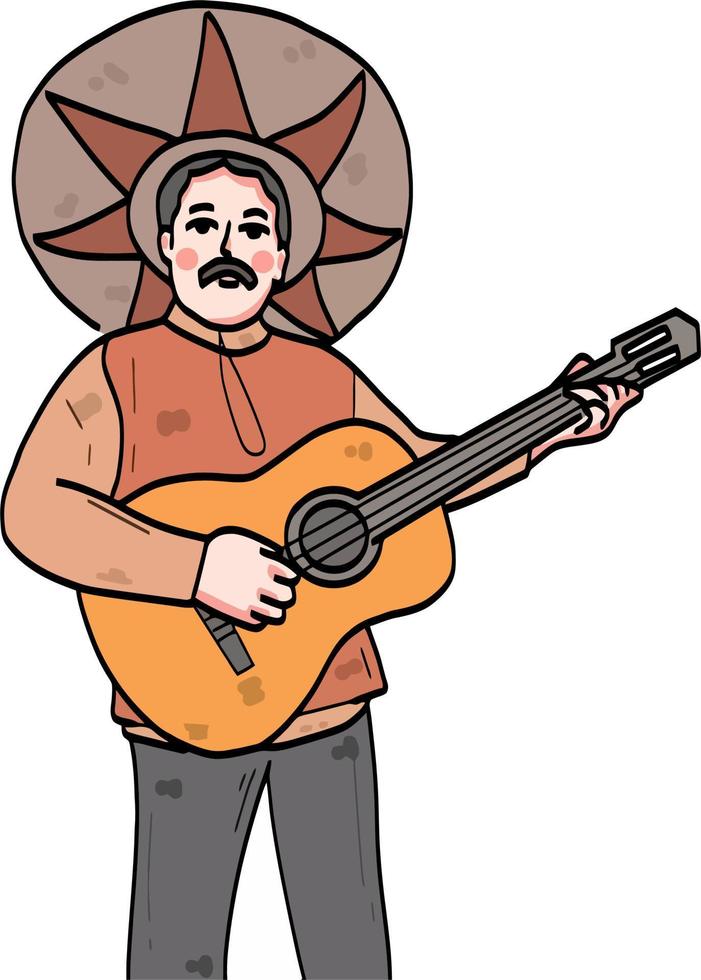 en cowboy man är spelar de gitarr vektor