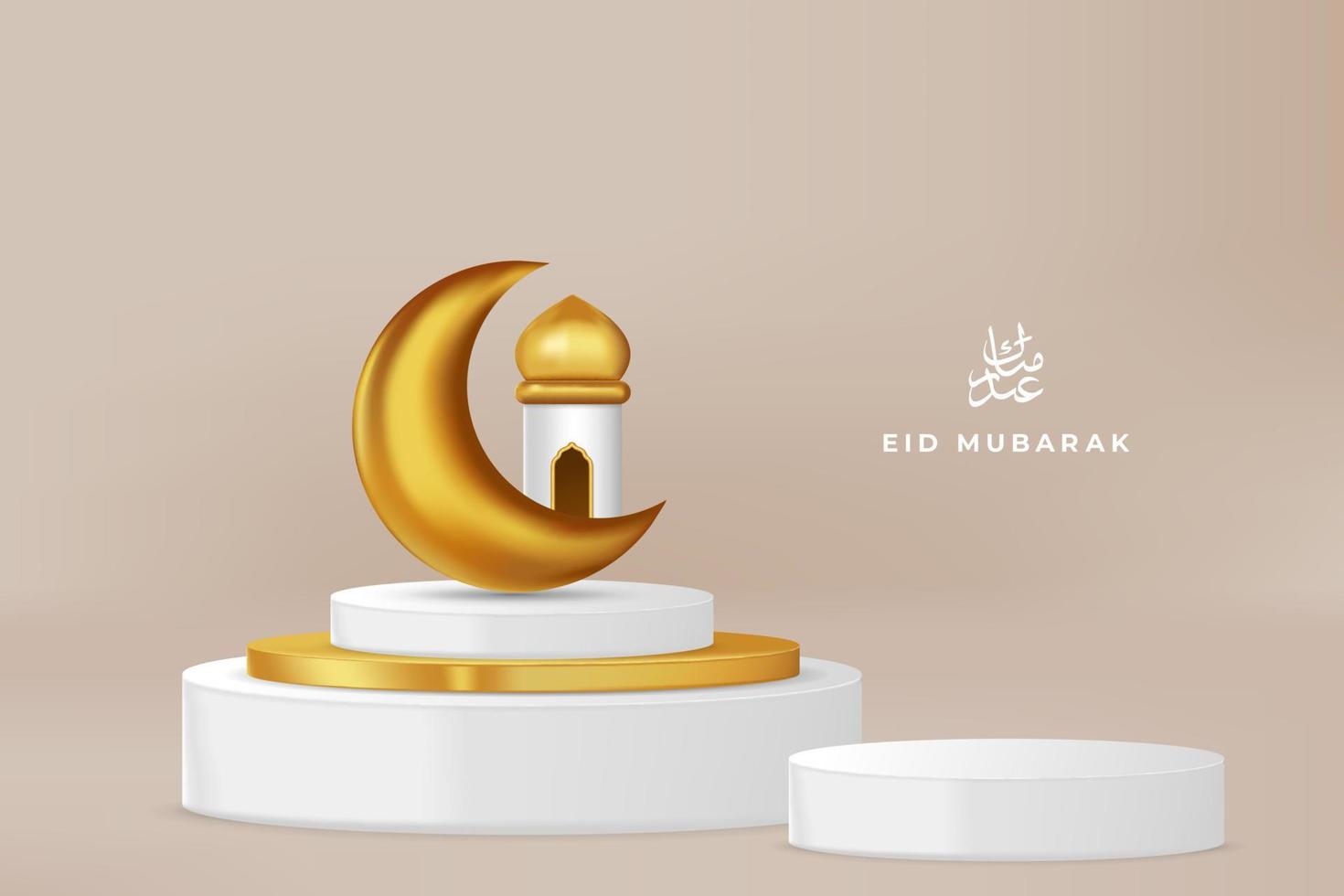 IED mubarok visa podium dekoration bakgrund med islamic prydnad. vektor 3d illustration