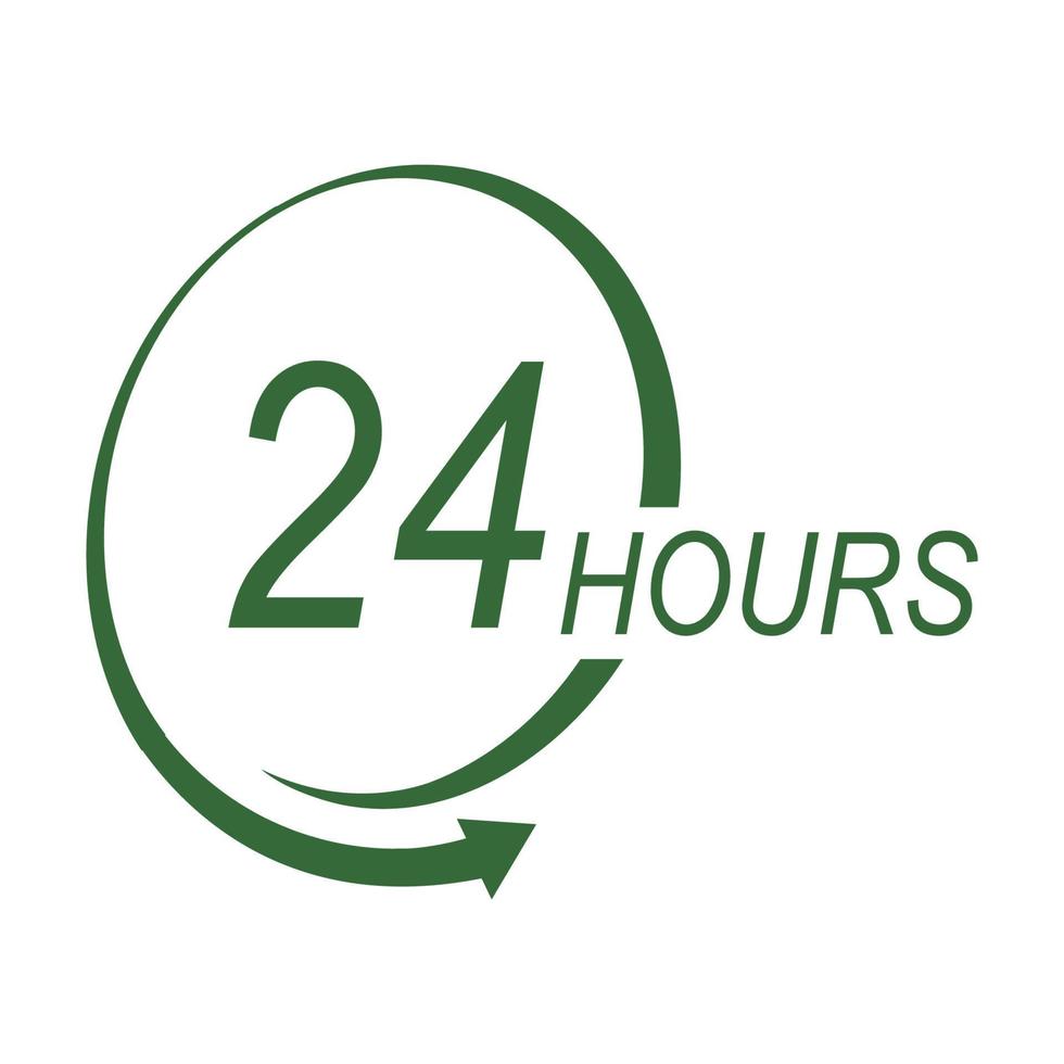 Zeichen des 24-Uhr-Pfeil-Stunden-Logos vektor