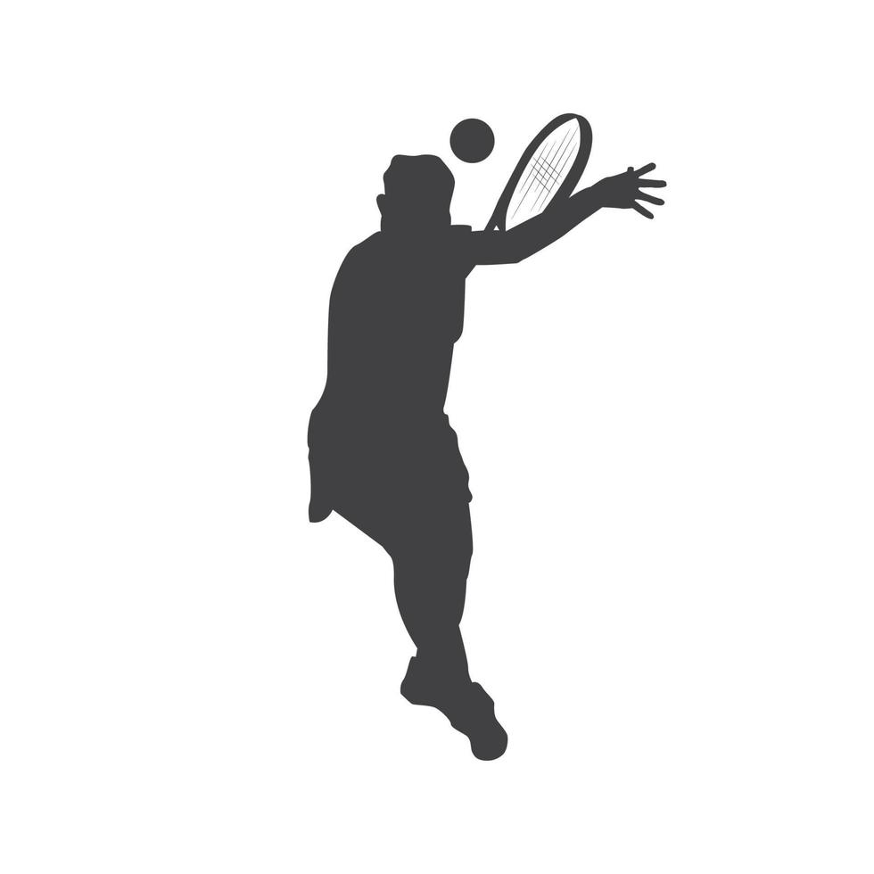 weibliches Logo, das Bodentennis spielt, um den Ball zu schlagen vektor