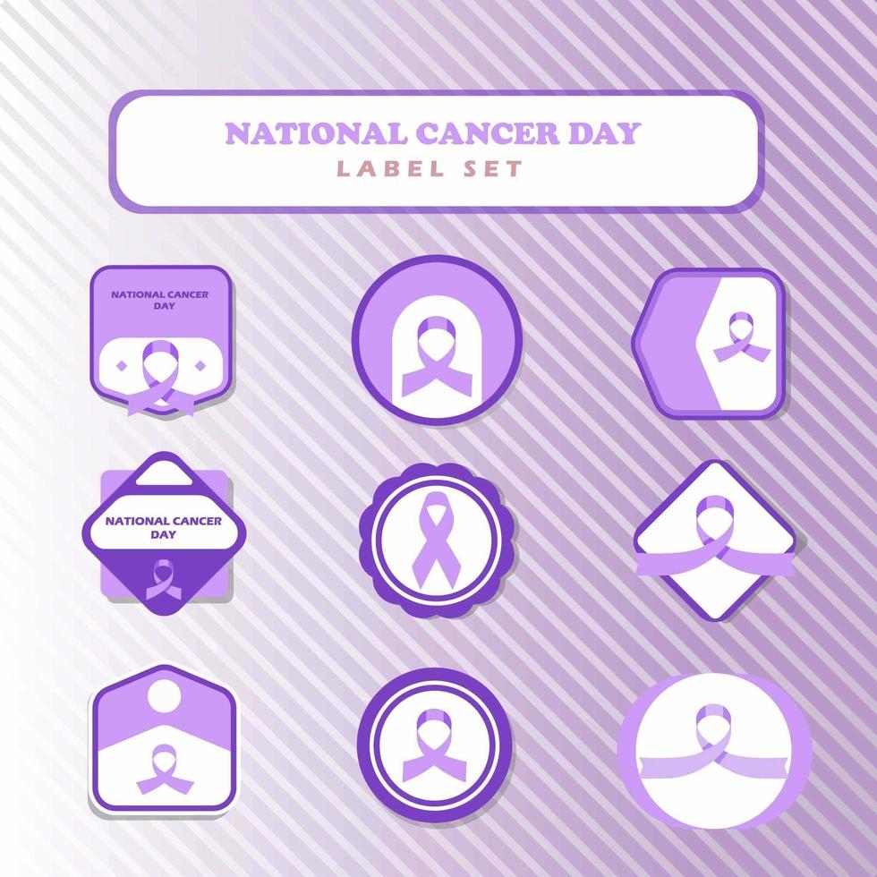 Lavendel National Cancer Day Label Set vektor
