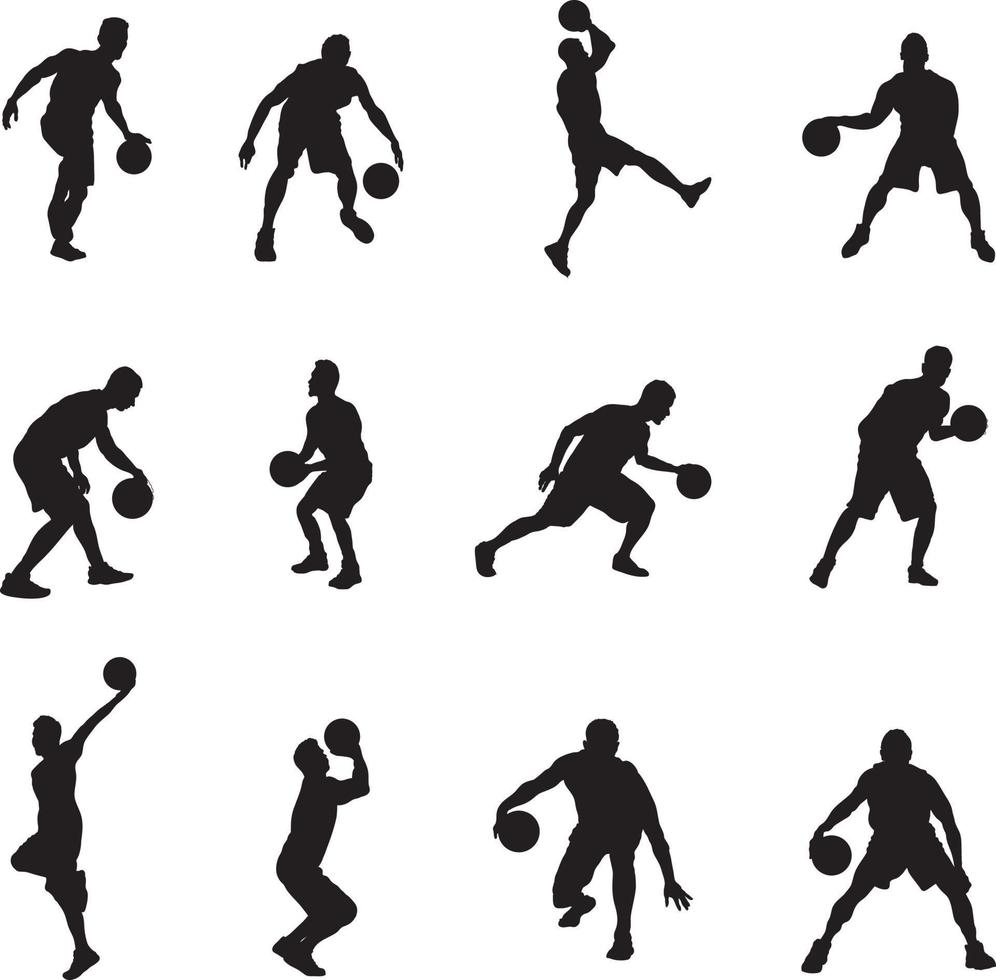 eine Vektorsammlung von Basketballern für Bildkompositionen vektor