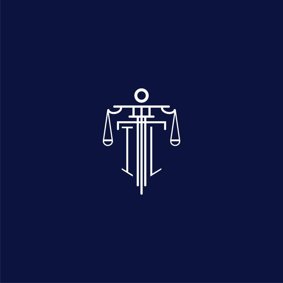 il första monogram logotyp för advokatbyrå med skala vektor design