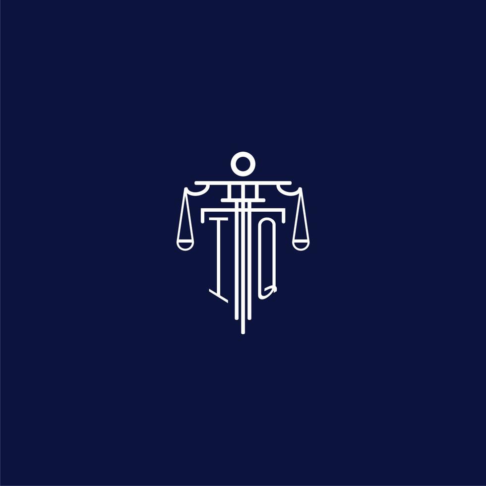 iq första monogram logotyp för advokatbyrå med skala vektor design