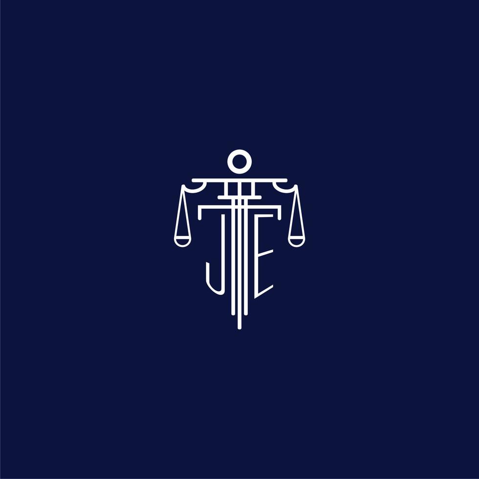 je första monogram logotyp för advokatbyrå med skala vektor design