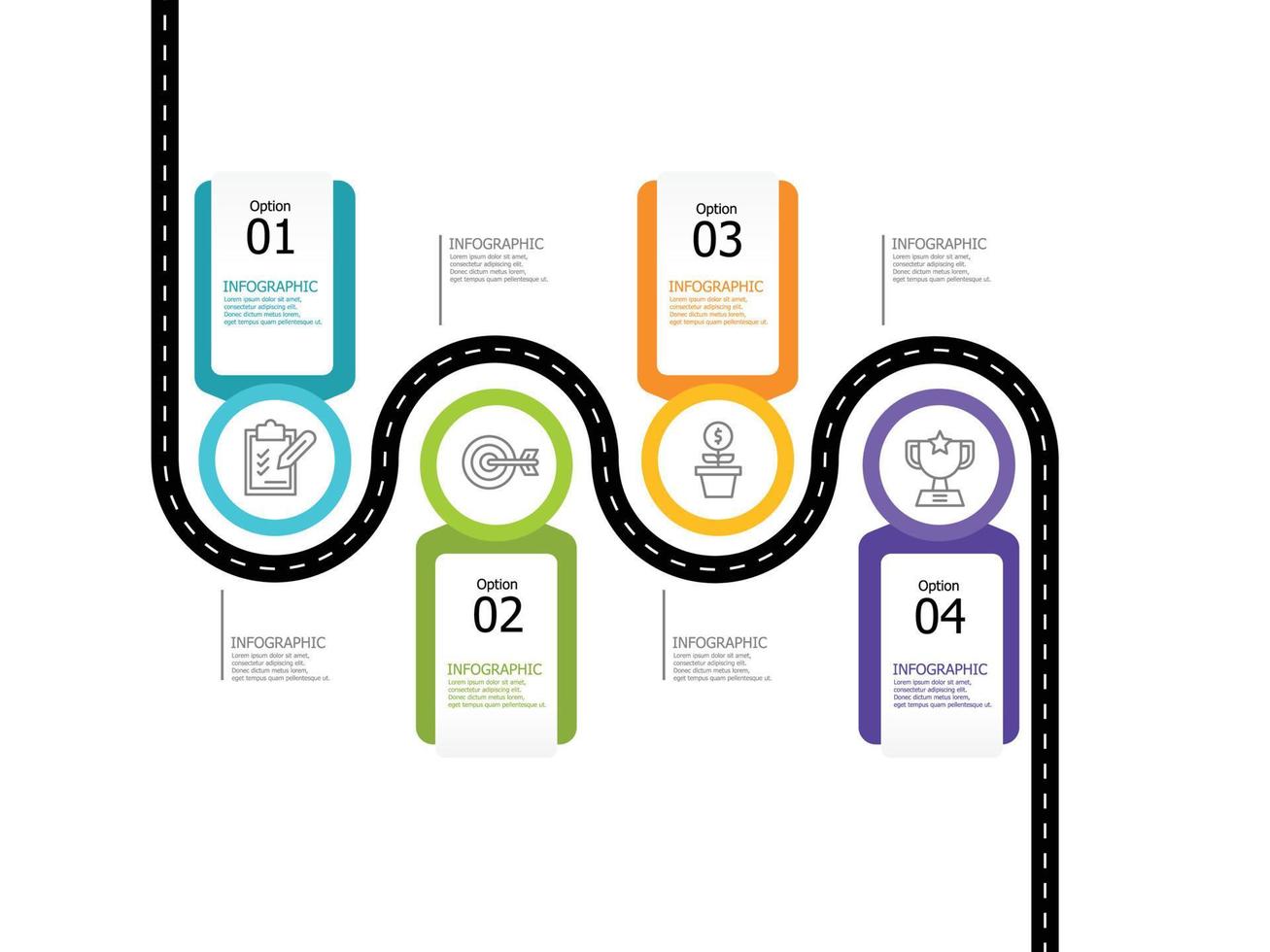 horisontell tidslinje infographic element vektor