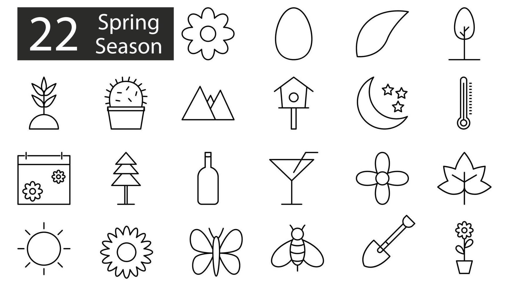 Ikonen der Frühlingssaison stellen Sammlung ein. einfache piktogramme für web- und mobile apps. pixelgenau. Vektor-Illustration. Folge 10. vektor